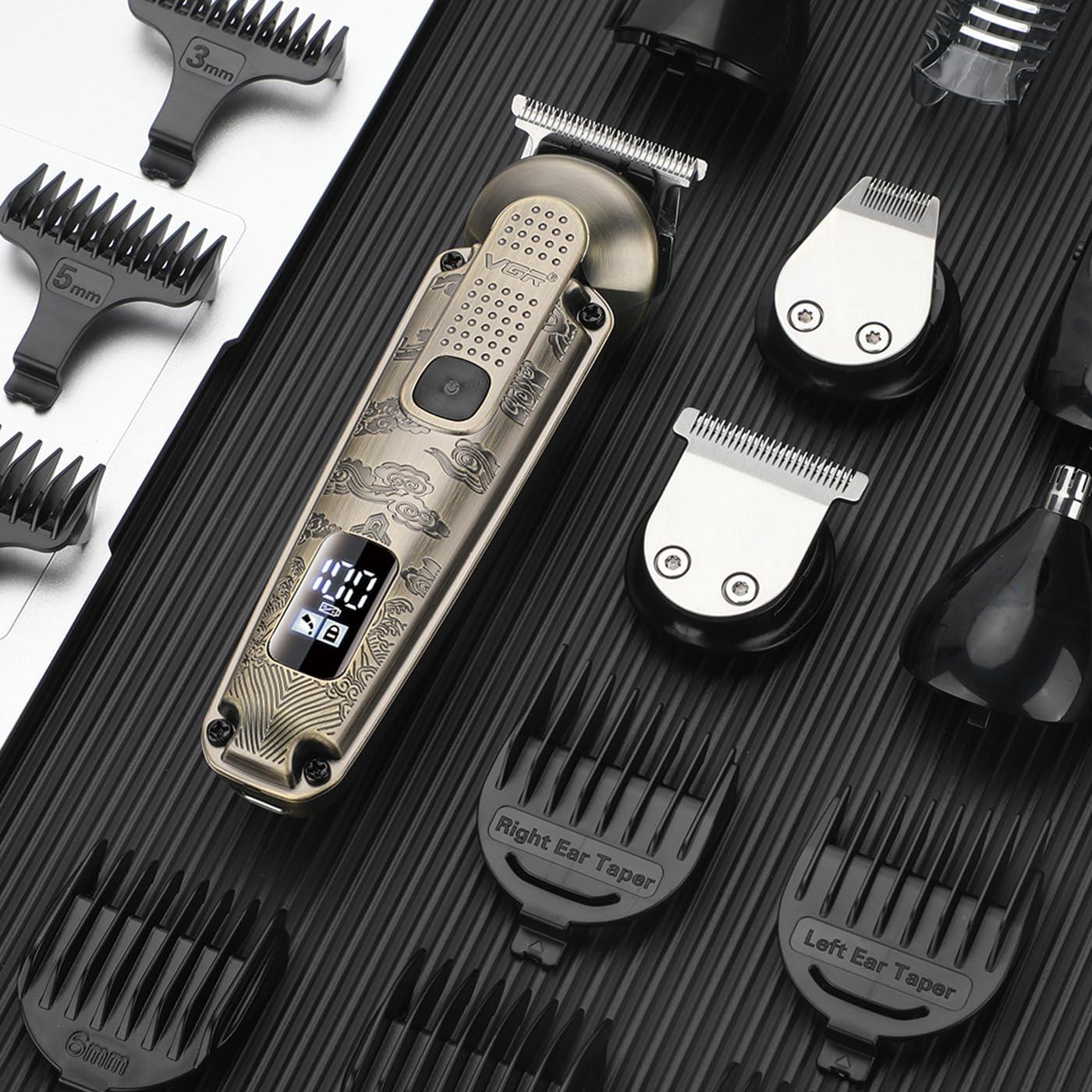 VGR 095 Beard Trimmer for Men, 7 in 1 Waterproof Cordless Hair Clippers and Trimmers Set, Electric Razor Shavers T-Blade Hair Trimmer Grooming Kit for Nose Body Ear Face Mustache, V-103 - Image 7