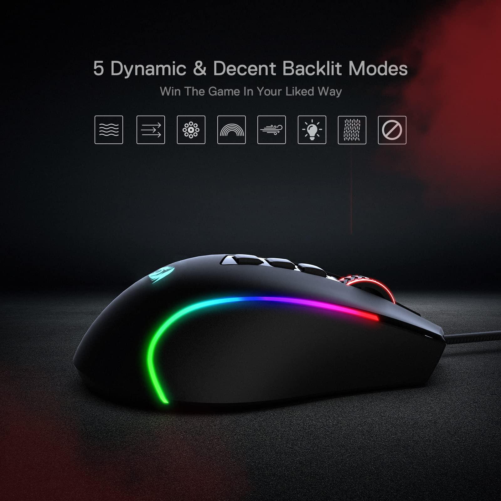 Redragon M612 Predator RGB Gaming Mouse, 8000 DPI Wired Optical Mouse with 11 Programmable Buttons & 5 Backlit Modes, Software Supports DIY Keybinds Rapid Fire Button - Image 7