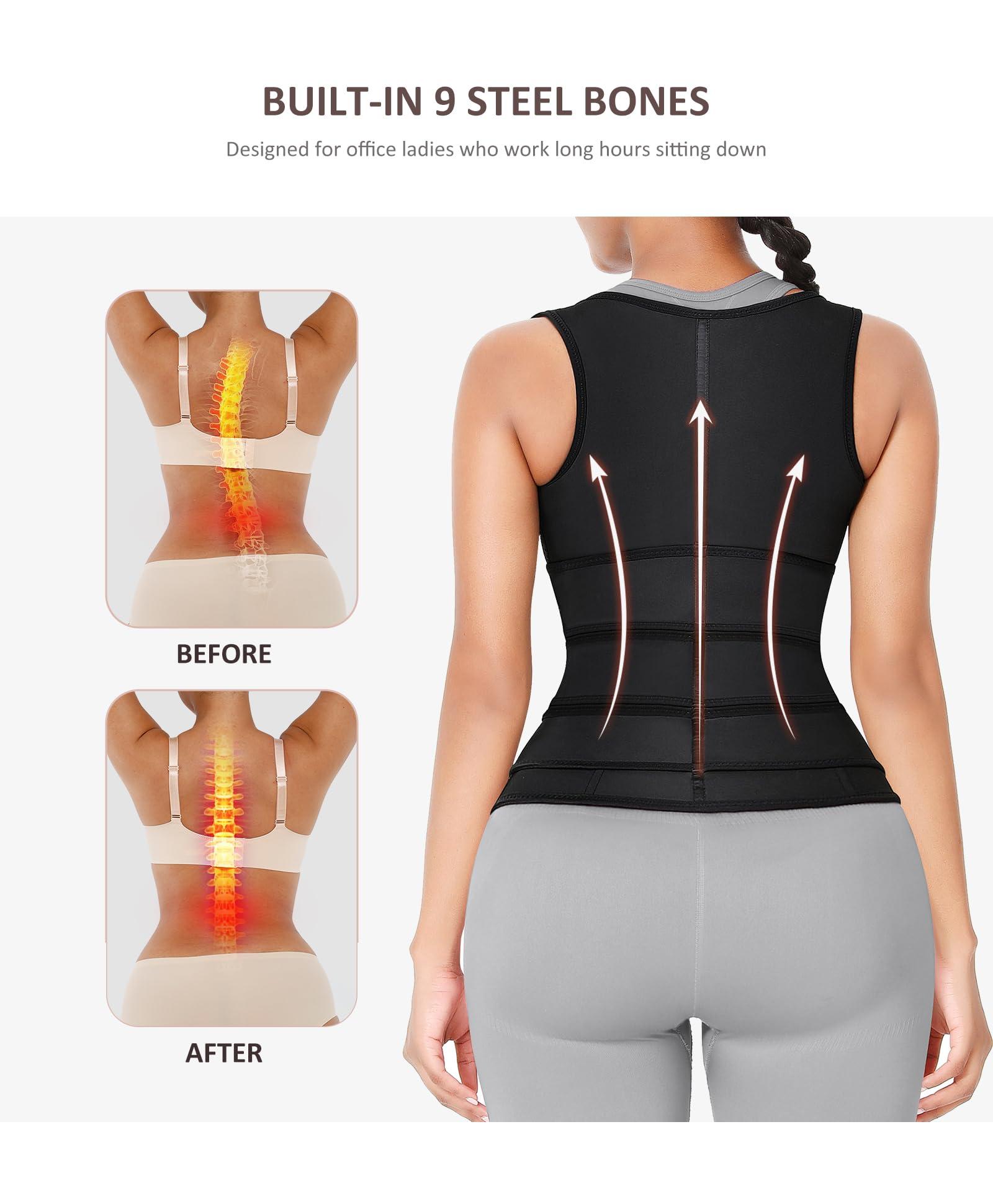 FeelinGirl Waist Trainer for Women Latex Waist Trainers Vest Plus Size Waist Cincher Corset 3 Belts Hooks Steel Bones - Image 3