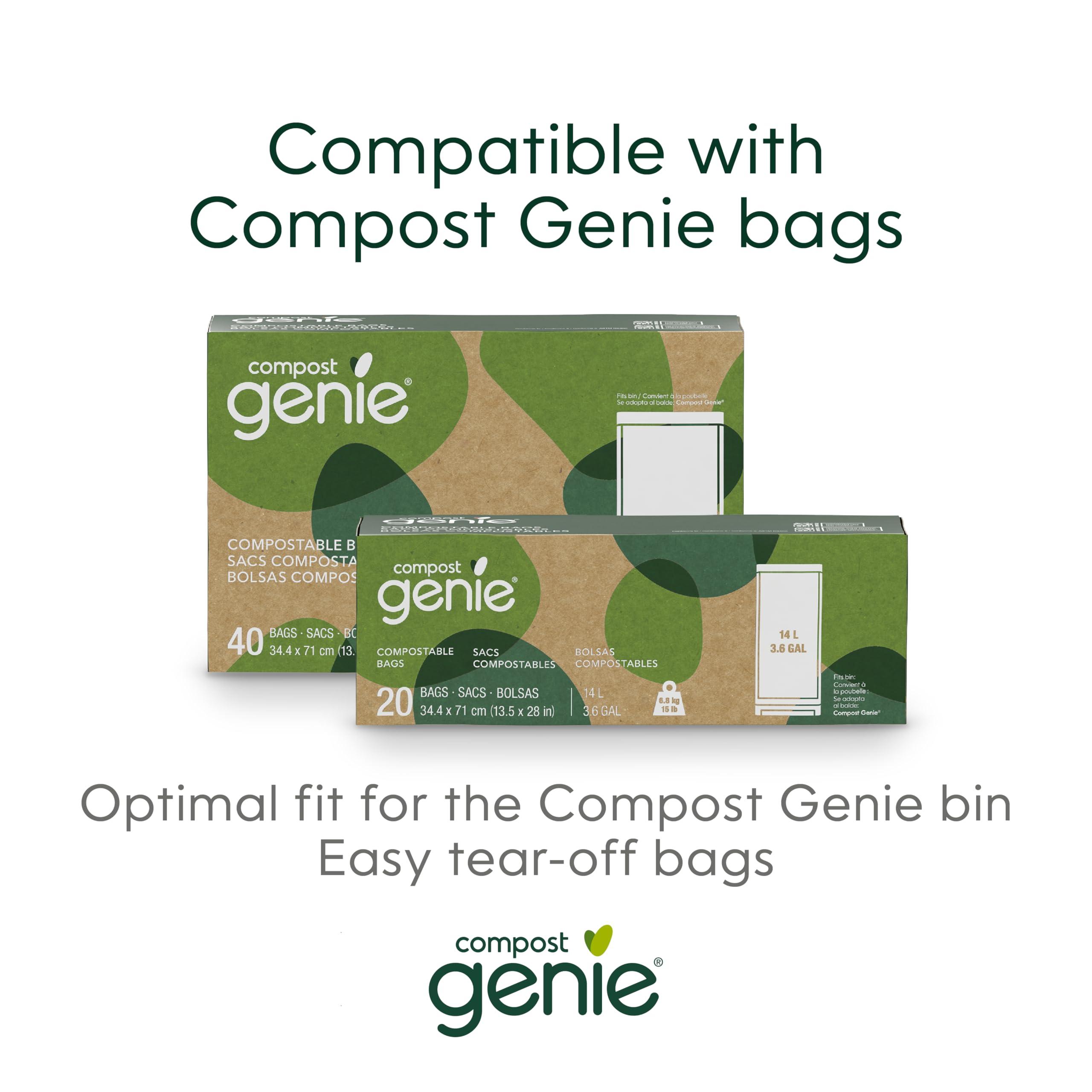 Compost Genie Kitchen Compost Bin, Silver Stainless-Steel Large, 3.6 Gallon, Indoor Odorless Composting, Hands-Free, Washable Parts, Includes 8 Tear-Off Compostable Bags and 4 Carbon Filters - Image 10