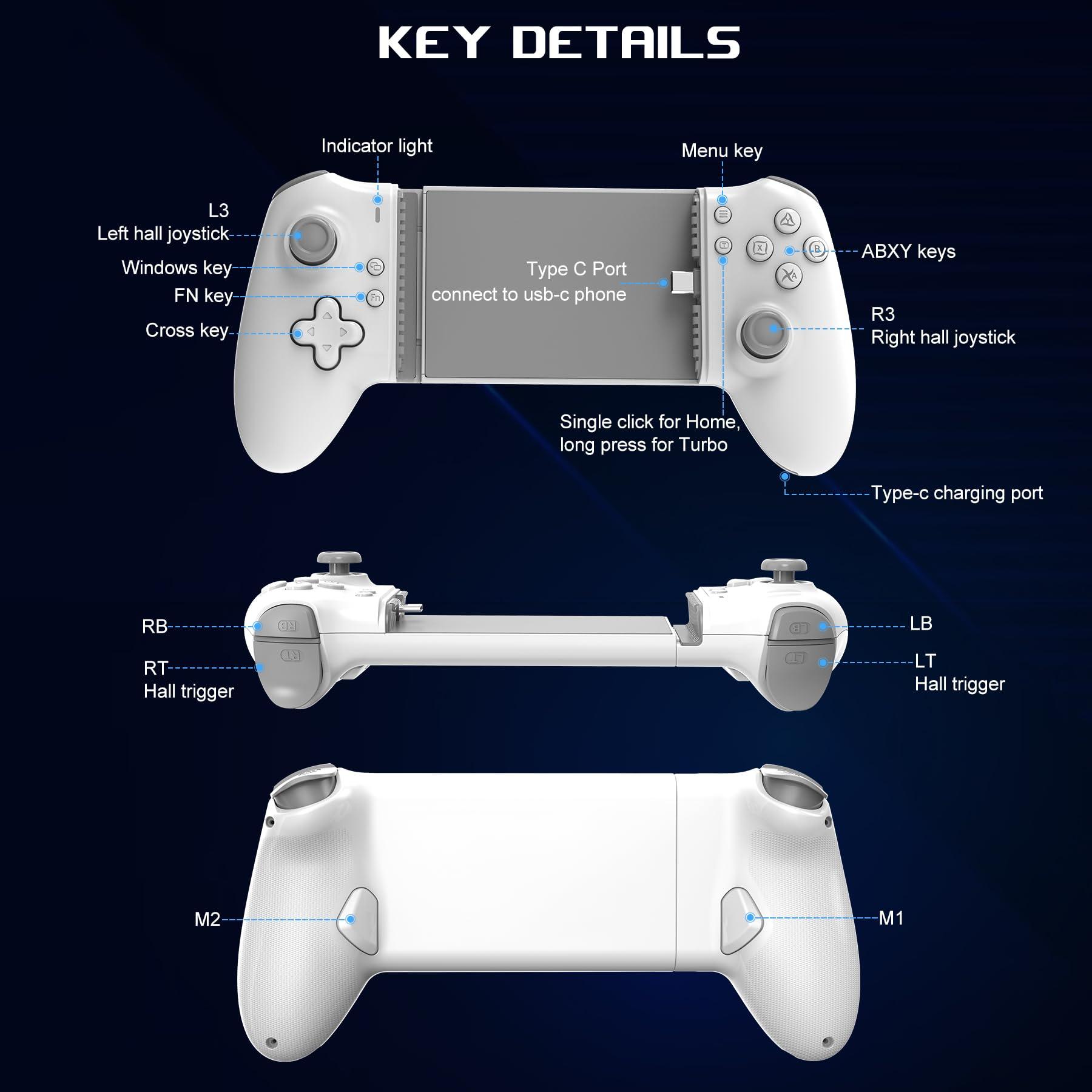 arVin USB C Mobile Gaming Controller for iPhone 16/15 Series & Android (USB-C) Plug & Play - Remote Play for PS5/PS4/Xbox/PC Consoles, Cloud Game, Emulator, with Hall Effect Joysticks/Turbo/Back keys - Image 9