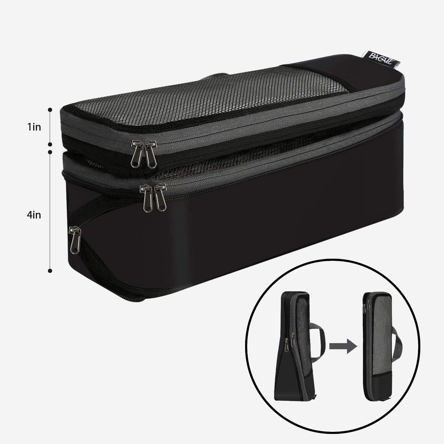 BAGAIL 4 Set/6 Set/8 Set Compression Packing Cubes Travel Accessories Expandable Packing Organizers (Half Mesh, 6-Black) - Image 6