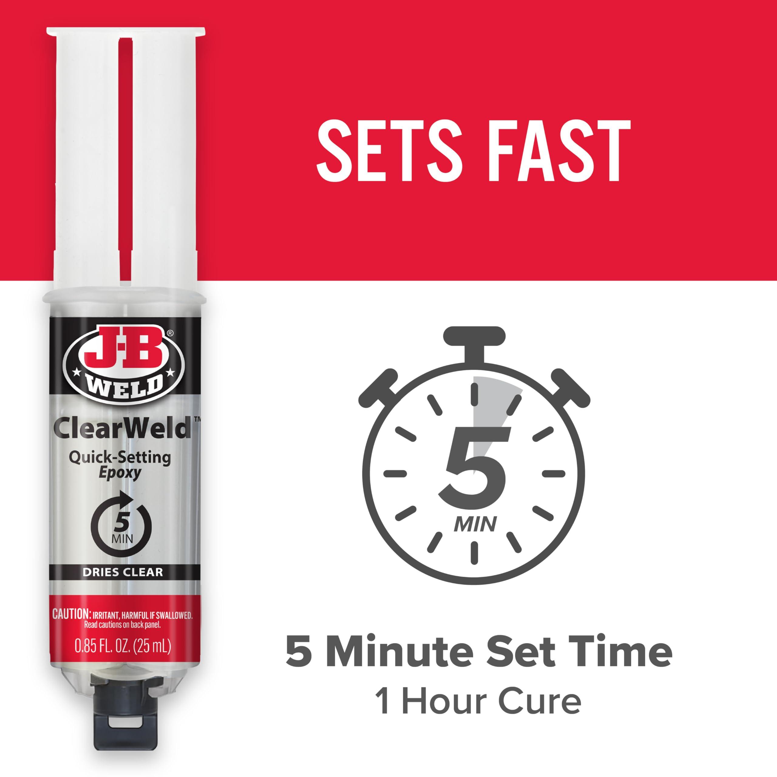 J-B Weld ClearWeld 5 Minute Epoxy, Clear, Syringe, 2 Pack, 50112-2 - Image 3