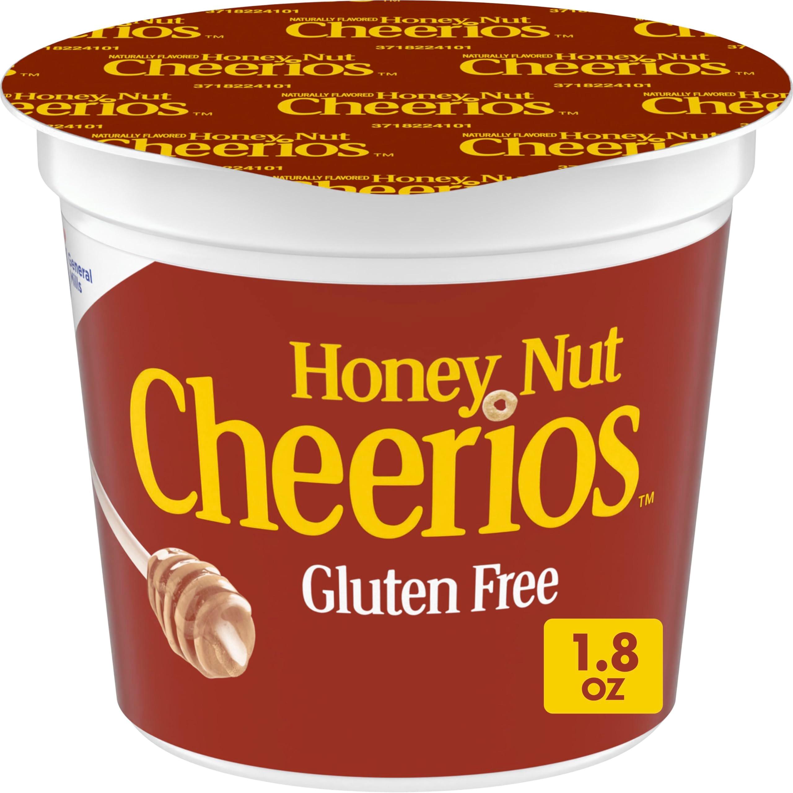 Honey Nut Cheerios Breakfast Cereal Cup, Gluten Free, Single Serve Cereal, 1.8 oz (Pack of 12)