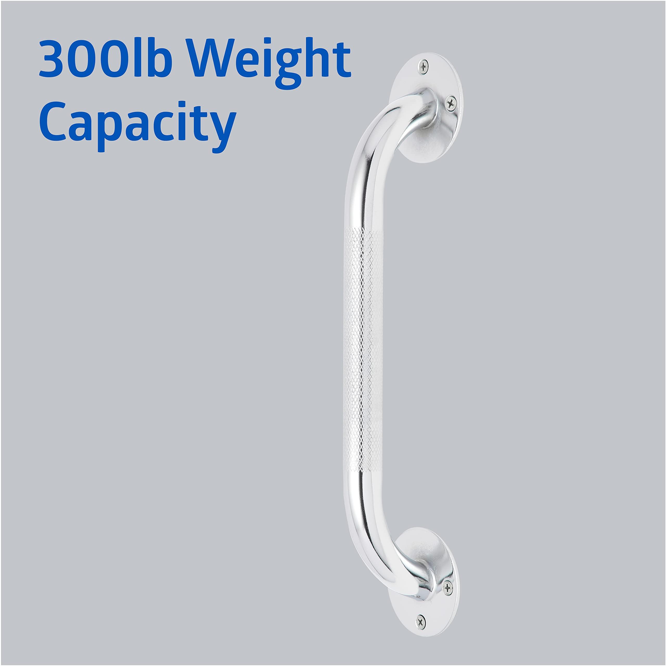 Medline Knurled Chrome 12” Grab Bar for Shower & Bathtub, Independence & Ease of Movement — for Elderly, Handicapped or Seniors, 300 lb. Capacity, 1 Bar - Image 5