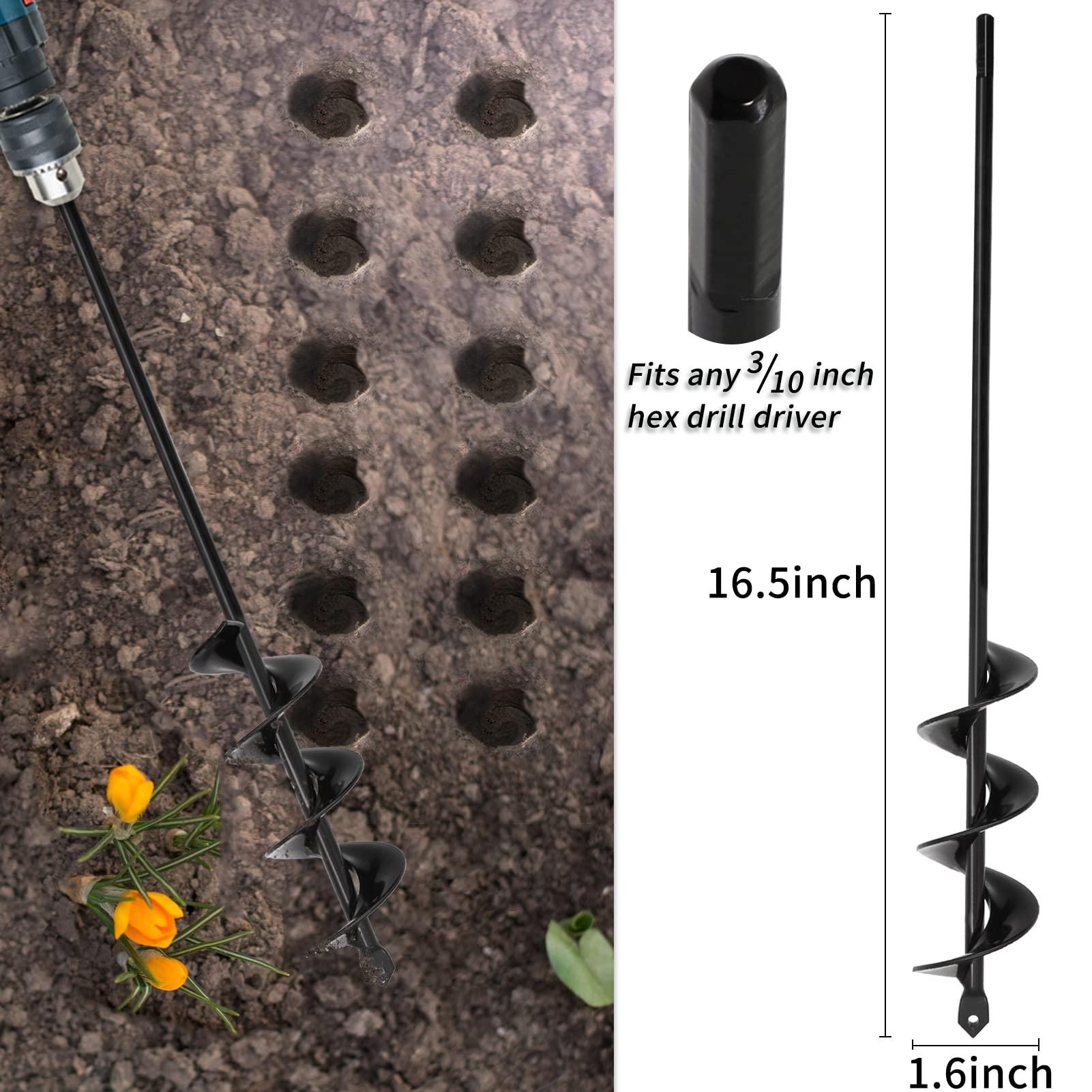 TCBWFY Garden Auger Drill Bit for Planting 1.6"x16.5"and 3.5"x16",Heavy Duty Bulb Planter Tool for Digging Holes,Compatible with 3/8" Hex Drive Drill - Image 3