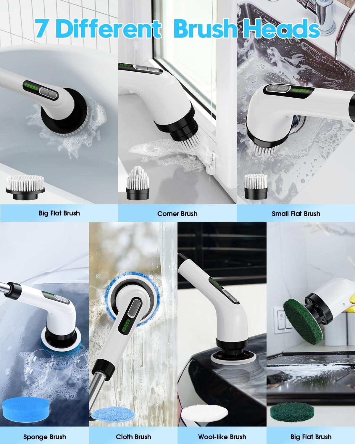 Highyes Electric Spin Scrubber for Cleaning Bathroom: Cordless Power Shower Scrubber - Electric Cleaning Brush for Tile Tub - Image 5