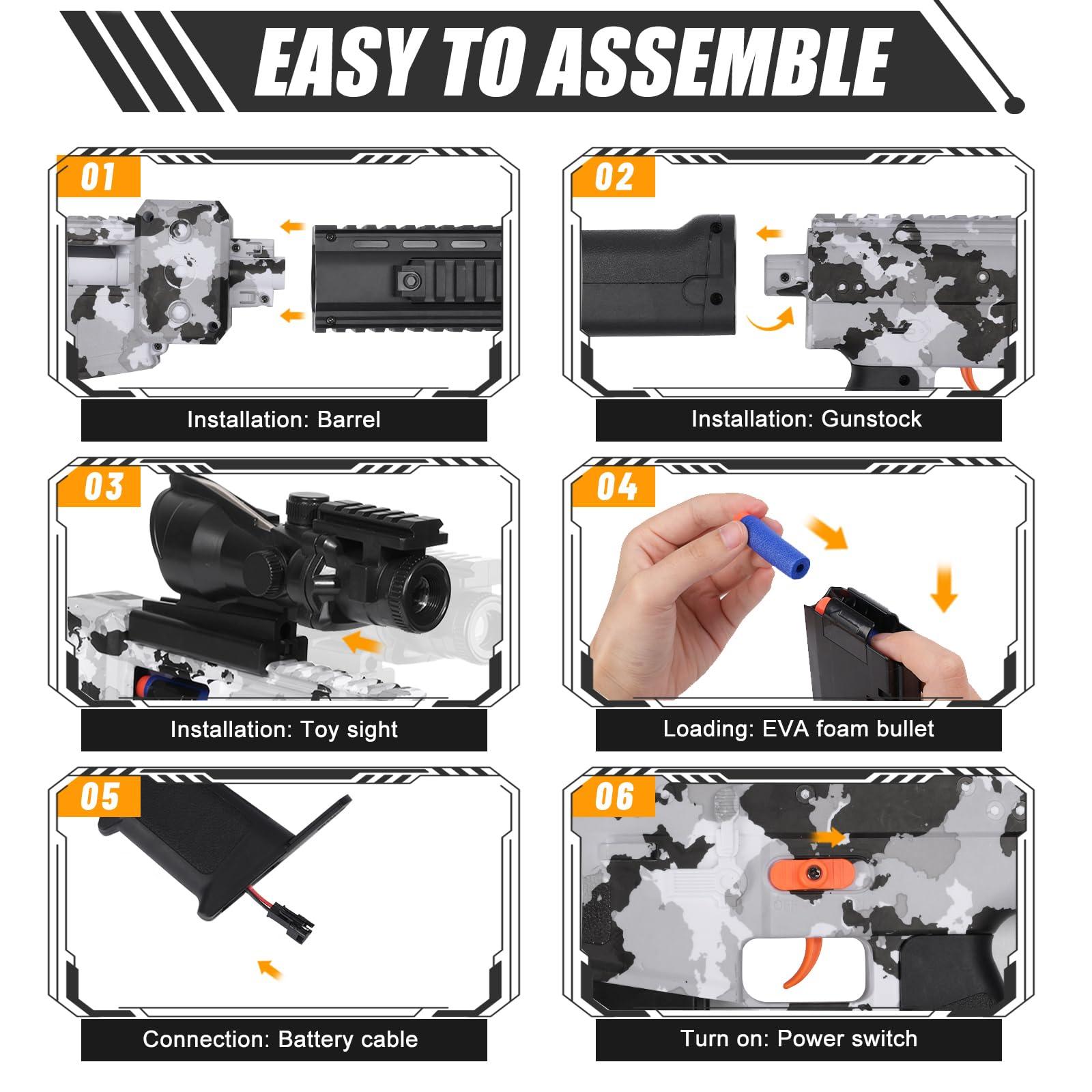 Realistic Sniper Rifle Toy Guns for Nerf Guns Bullets, Electric Foam Blaster Toy Set with Scope, 100 Soft Darts and 3 Magazines, Kids Semi Automatic Machine Toy Gun for Boys 8-12 Old - Image 6