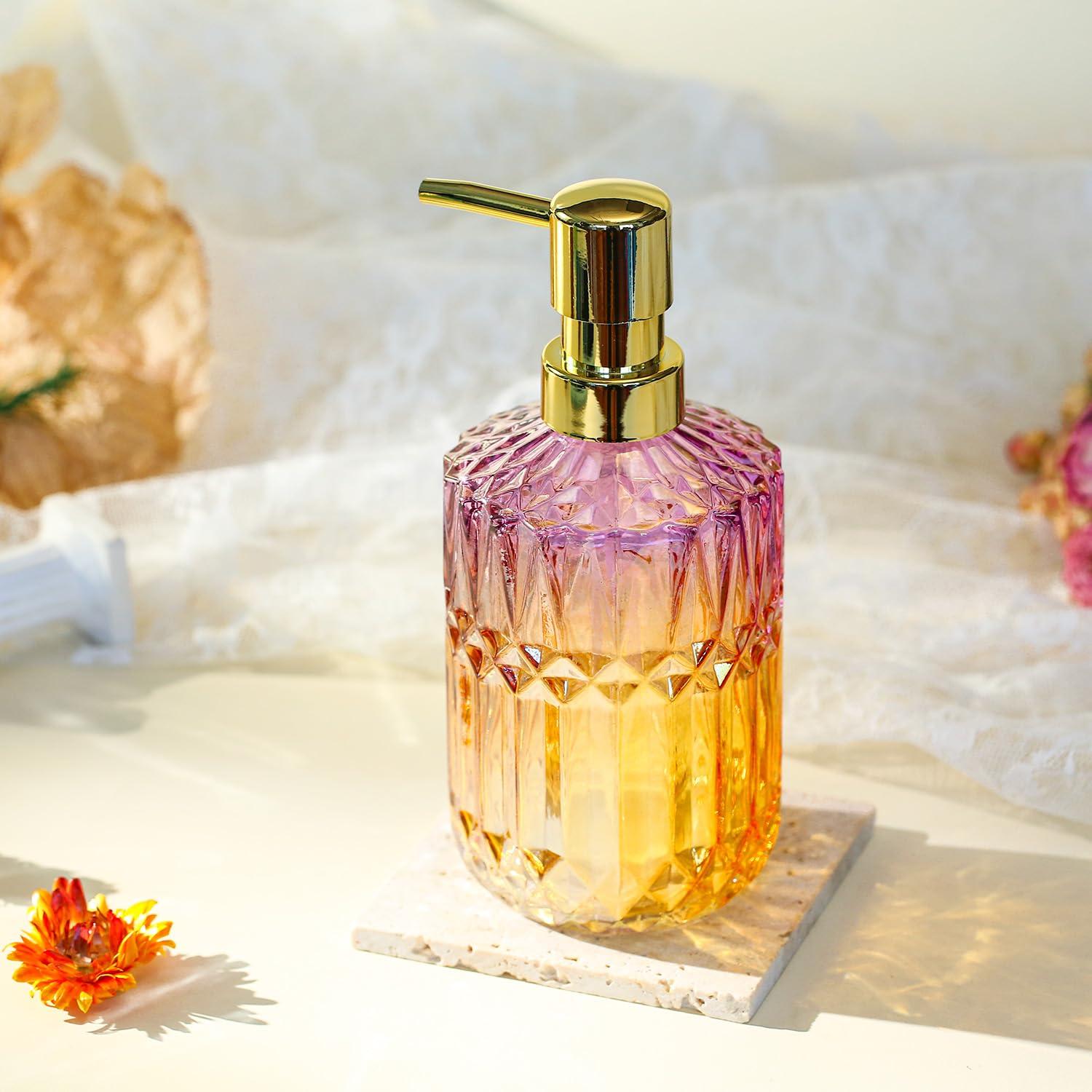 YunNasi Soap Dispenser with Pump, Refillable Liquid Hand Soap Dish Soap Dispensers for Bathroom Counter, Kitchen Sink (PurpleOrange) - Image 2