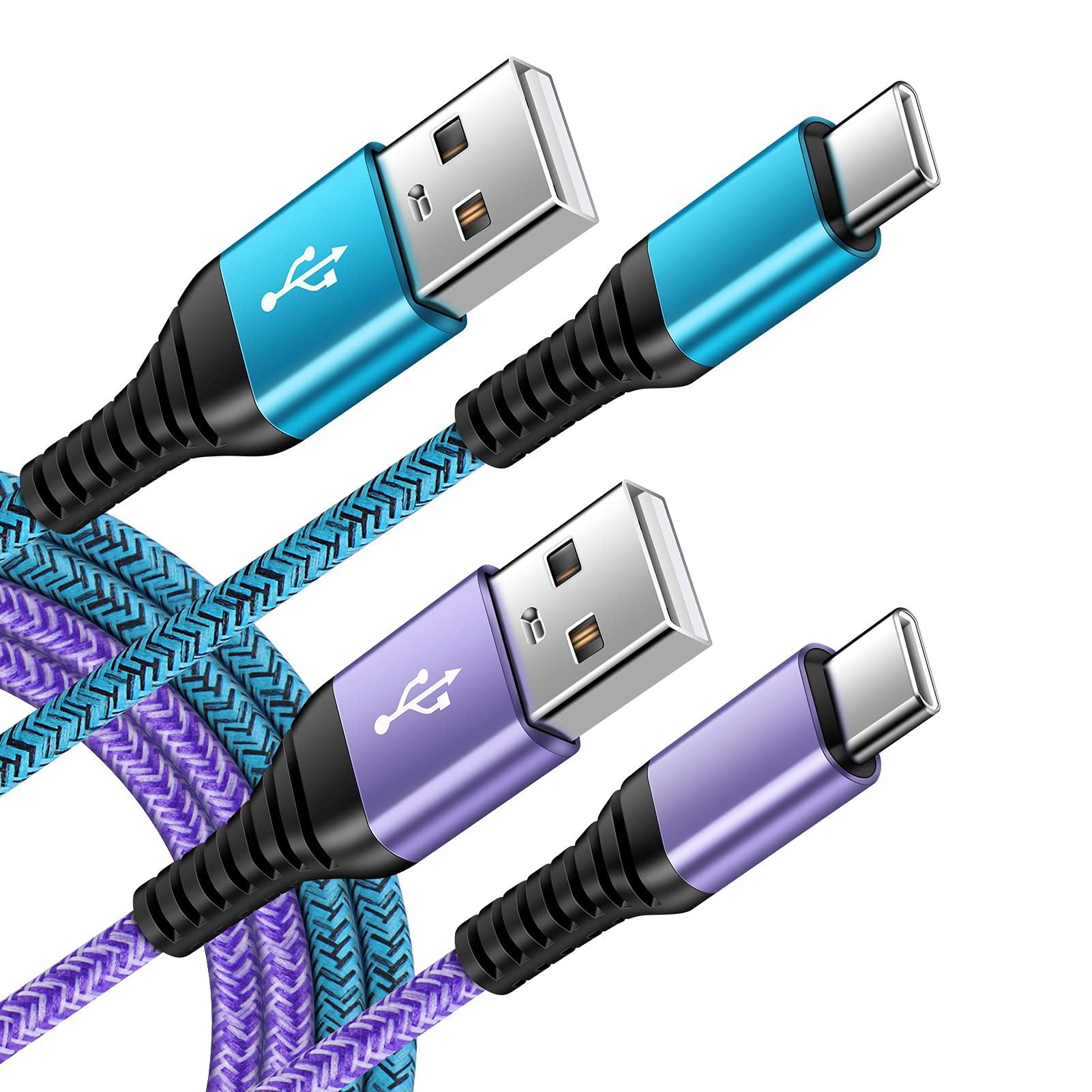 C Charger Cord Fast Charging USB Type C Cable Android Charger Cables 6FT 2Pack for Samsung Galaxy S25 S24 S23 S22 S21 S20 Ultra S20+ Note 20 10 S10 S9 Plus A12 A11 A52 Google Pixel 6 5 4 4a 3a XL
