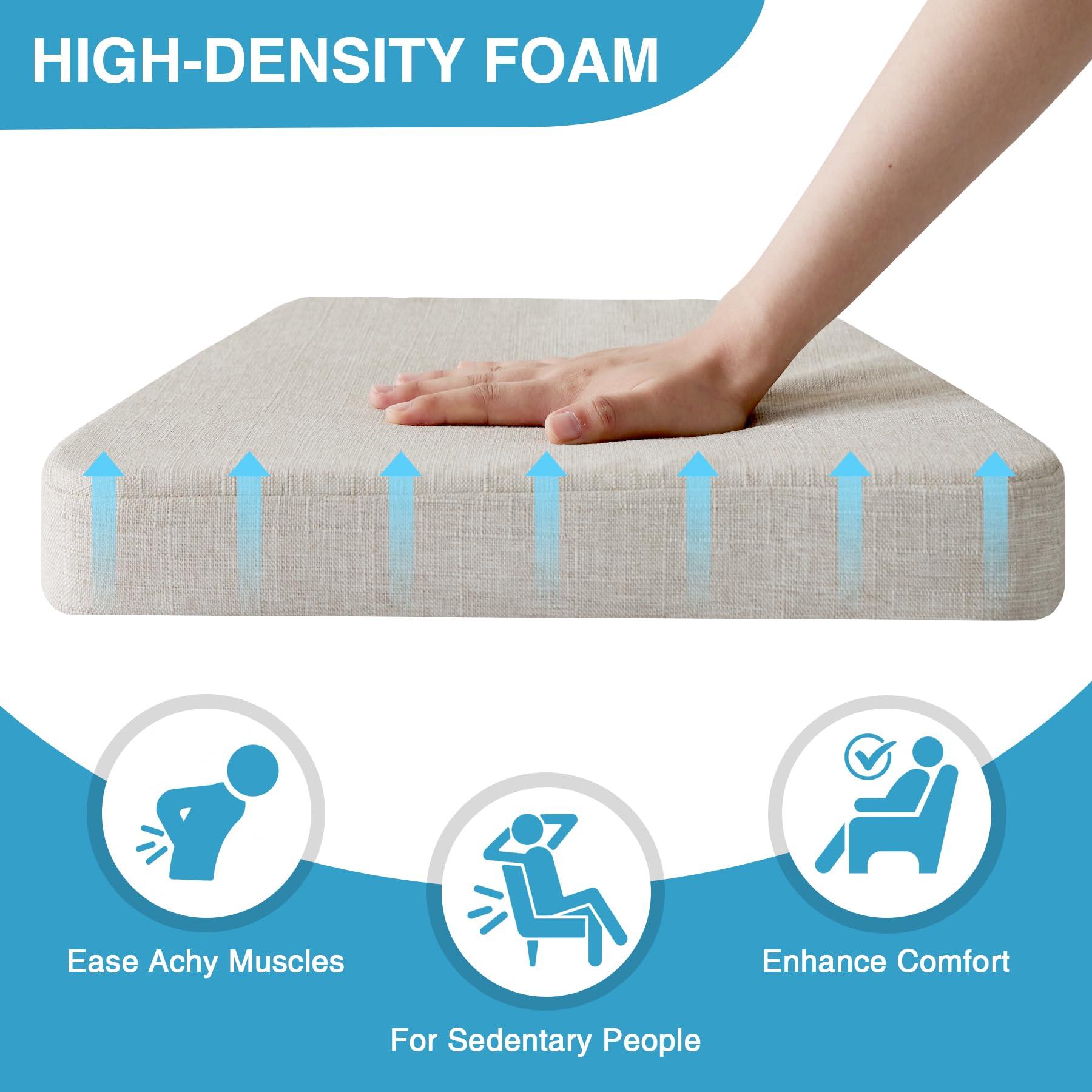 IASEAHK Chair Cushions for Dining Chairs Set of 6, Non Slip Kitchen Chair Pads, 17" x 16" x 2", Indoor Dining Chair Cushions with Ties, Seat Cushion for Kitchen Chairs, Chair Pads, Beige - Image 4