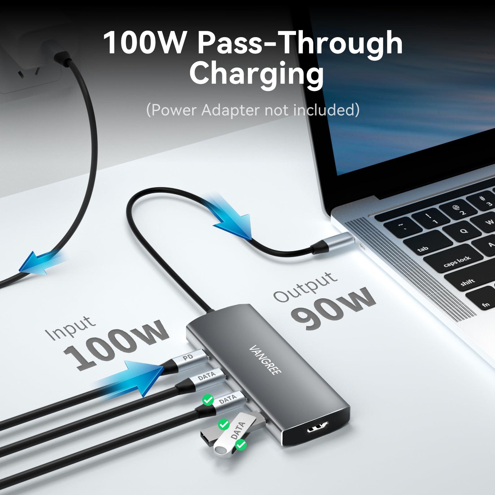 VANGREE USB C Hub, 3 USB 3.2 Gen 2 Ports with 10Gbps, 4K@60Hz HDMI, 100W Power Delivery, 3 USB-A 3.0 Ports, USB C Splitter Multiport Adapter Extender for MacBook Pro/Air, iPad Pro, Mac mini and More - Image 4