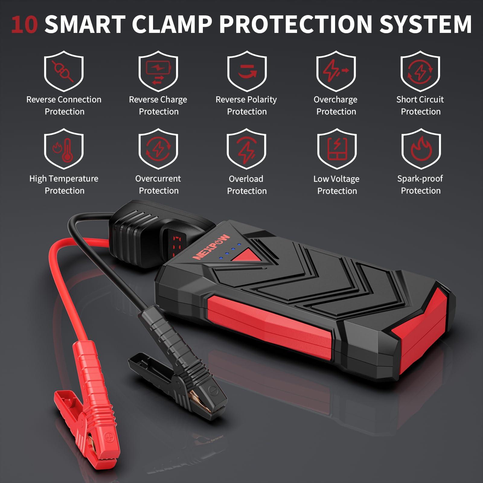 NEXPOW Battery Jumper Starter Portable,12V Car Battery Jump Starter Power Pack with USB Quick Charge (Up to 7L Gas or 5.5L Diesel Engine) Jump Box with Built-in LED Light - Image 6