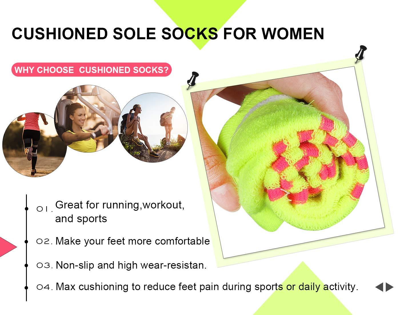 LITERRA Womens Ankle Socks 6-Pairs Athletic Running Sport Socks With Cushioned Sole - Image 6