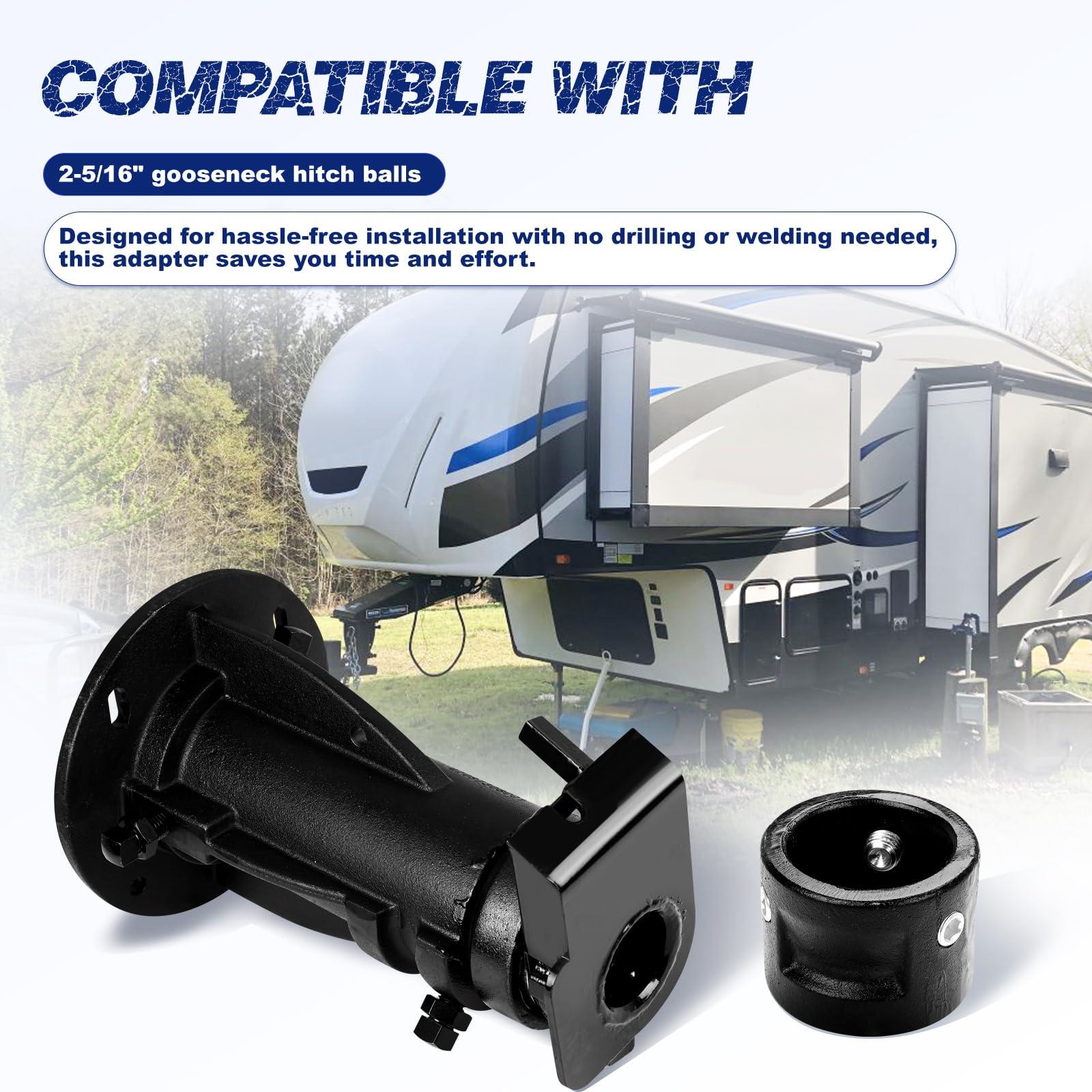 C5G1216 12"-16" Adjustable Cushioned 5th Wheel to Gooseneck Adapter Compatible with 2-5/16" Gooseneck Hitch Balls, Towing Capacity 20000 Lbs, OE C5G1216 - Image 2