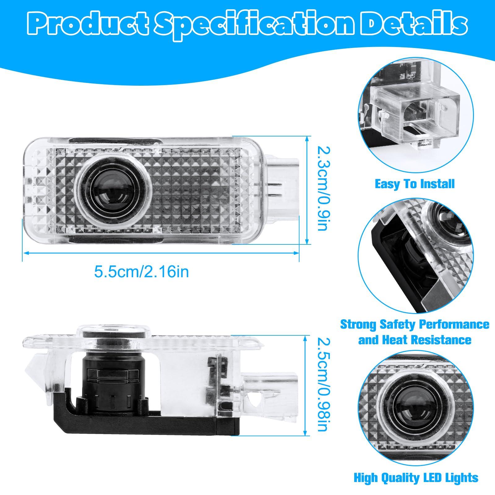 deesalio Car Door Lights Logo Projector, 4 Pack Door Light Logo, HD LED Ghost Shadow Welcome Lights Puddle Lights Compatible with A1/A3/A4L/A5/A6L/A7/A8L/Q3/Q5/Q7/R8/TT/RS/S Series - Image 2