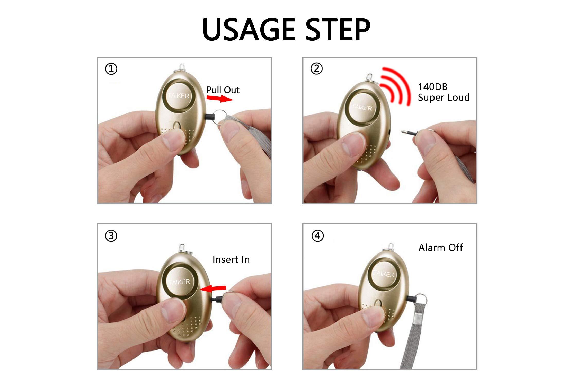 Personal Alarm for Women, 10 Packs 140DB Emergency Self-Defense Security Alarm Keychain with LED Light for Women Kids and Elders (Colorful) - Image 4