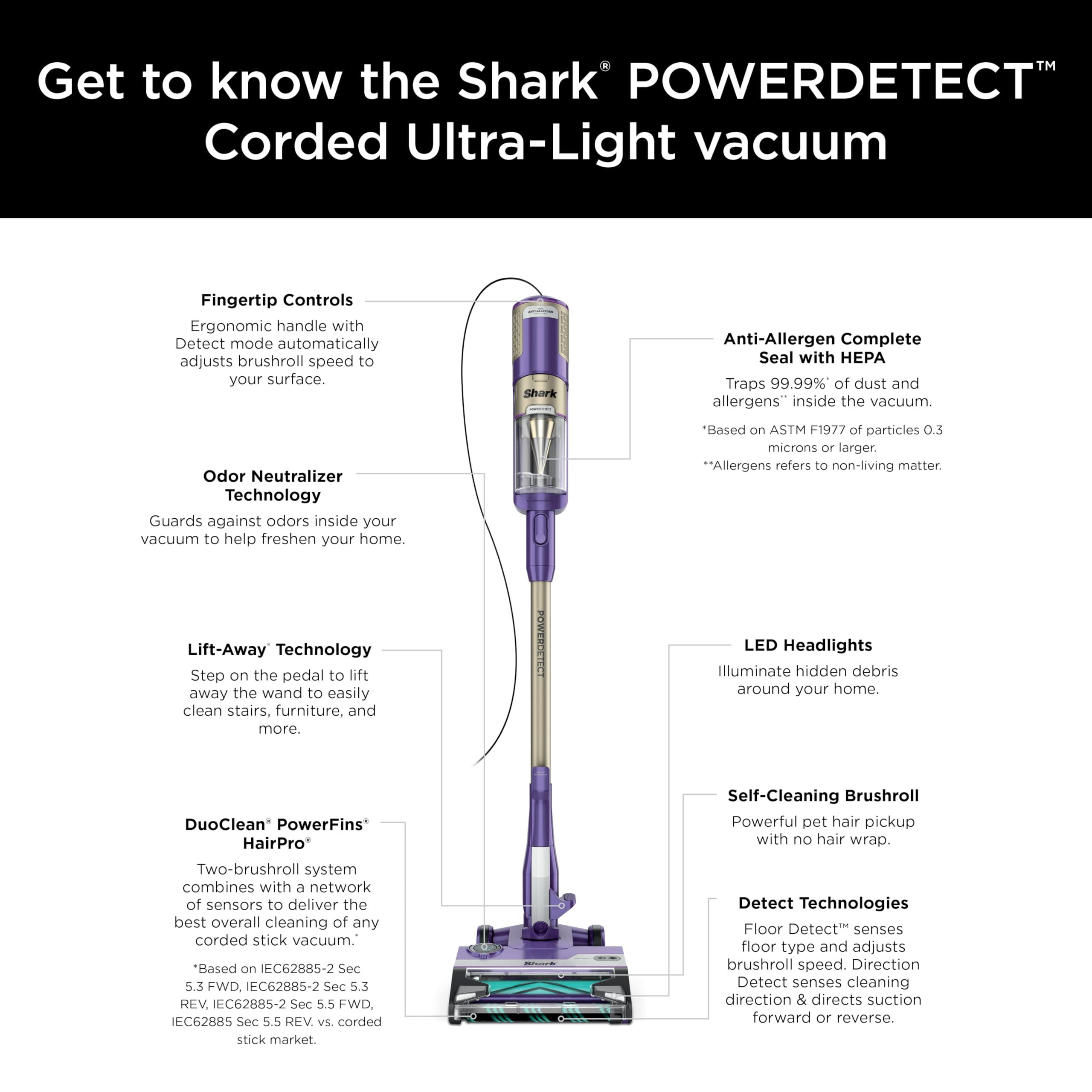 Shark POWERDETECT Ultra-Light Corded Stick Vacuum with DuoClean Technology, Self-Cleaning Brushroll for No Hair Wrap, Anti-Allergen Complete Seal, and Odor Neutralizer Technology, HZ4002 - Image 17