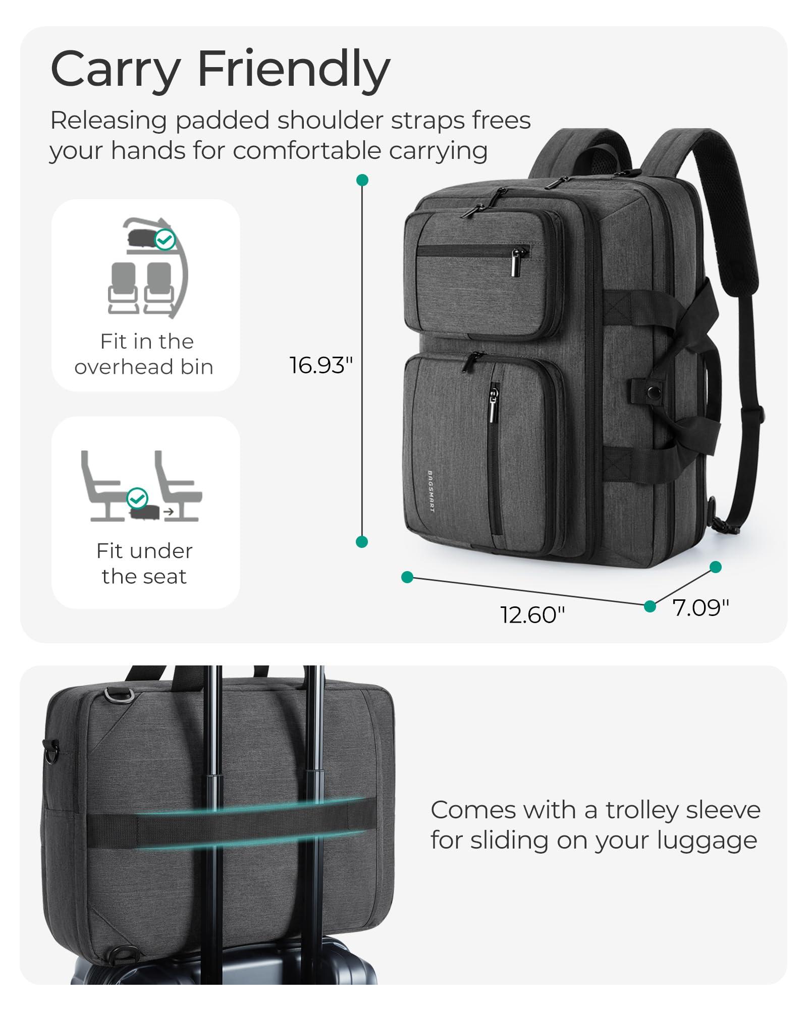 BAGSMART 3 In 1 Laptop Bag for Men, Computer Briefcase 17.3 Inch Laptop Water-Repellent Shoulder Bag, Computer Bag Business Travel Office, Black - Image 5