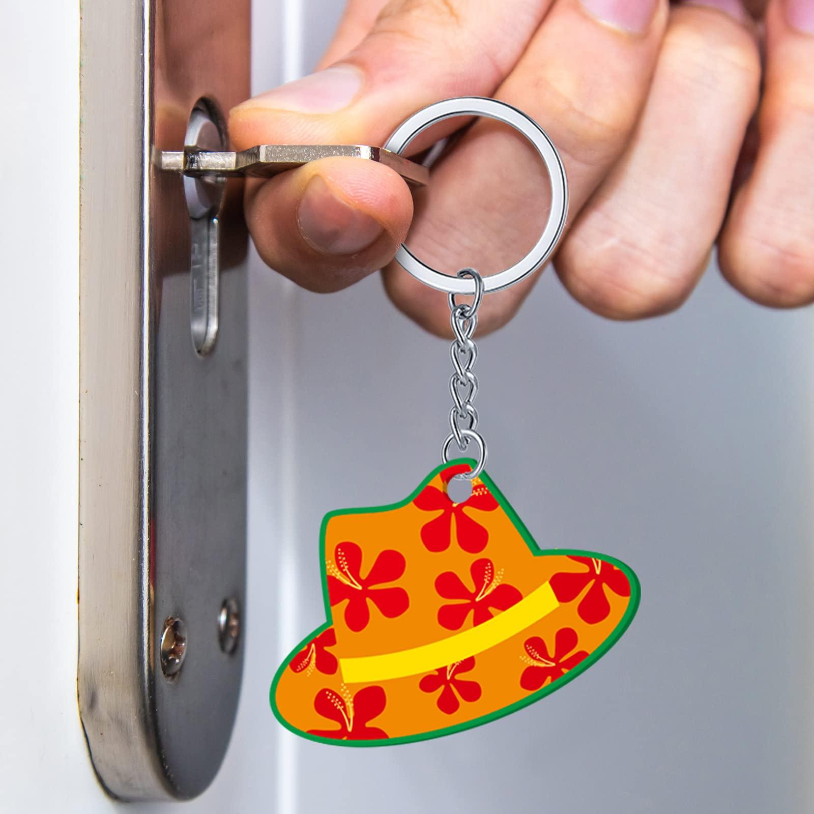 Janmercy 36 Pieces Hawaiian Luau Party Favors Summer Flamingo Pineapple Beach Keychain Tropical Hawaiian Key Ring for Kids Summer Theme Luau Key Ring Party Favor Supplies, 12 Styles (Lovely) - Image 2