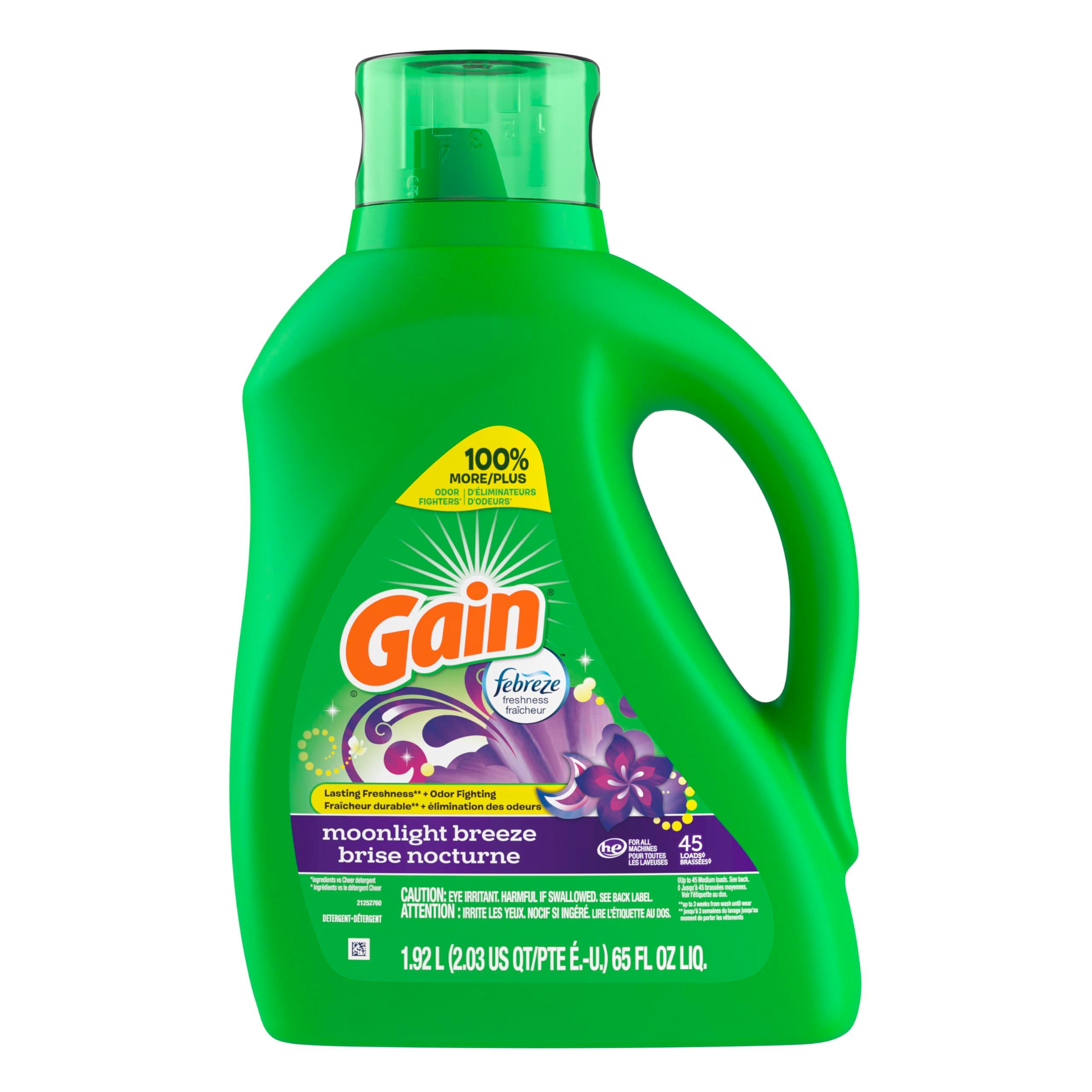 Gain + Aroma Boost Laundry Detergent Liquid Soap, Moonlight Breeze Scent, 45 Loads, 65 Fl Oz, (Pack of 2), He Compatible, Gain Laundry Detergent, Liquid Laundry Detergent - Image 4