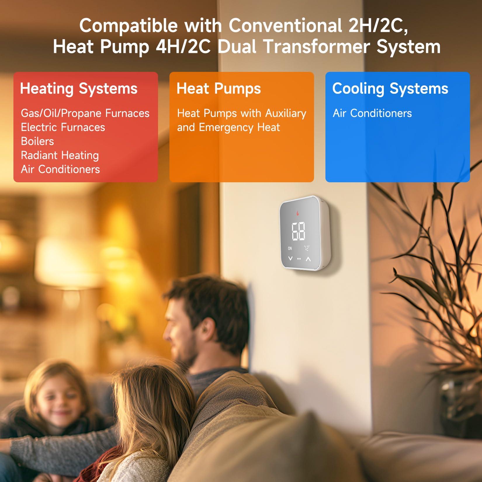 Smart Thermostat for House, WiFi Programmable Thermostat Compatible with Alexa and Google Assistant, Remote Control Tuya/Smart Life, C-Wire Required, Energy Saving - Image 3