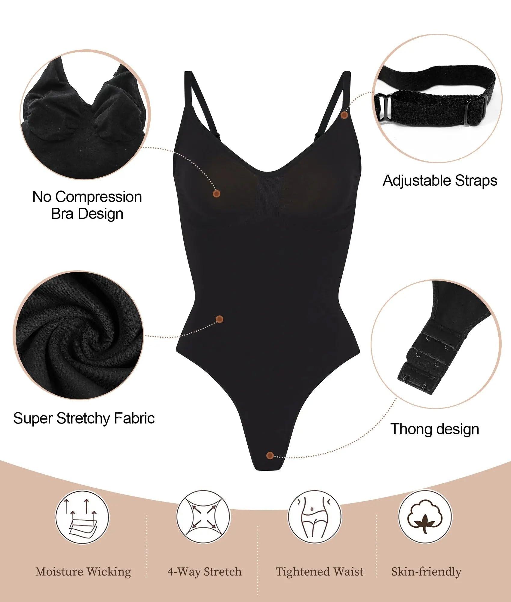 SHAPERX Women's Shapewear Bodysuit Tummy Control Body Shaper Seamless Sculpting Snatched Waist Body Suit - Image 4