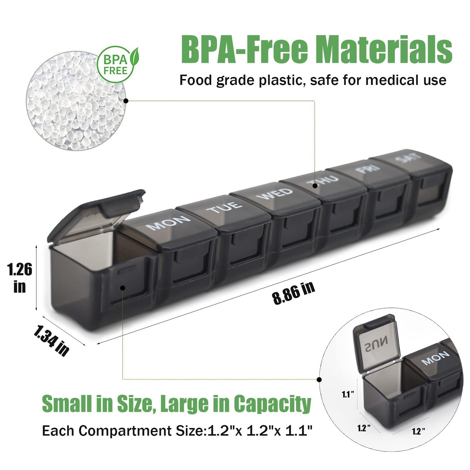 2 Pack Weekly Pill Organizer, Large 7 Day Pill Case, Daily Vitamin Case Medicine Box, AM/PM Pill Containers for Medicine Supplements Fish Oil（White & Black） - Image 2