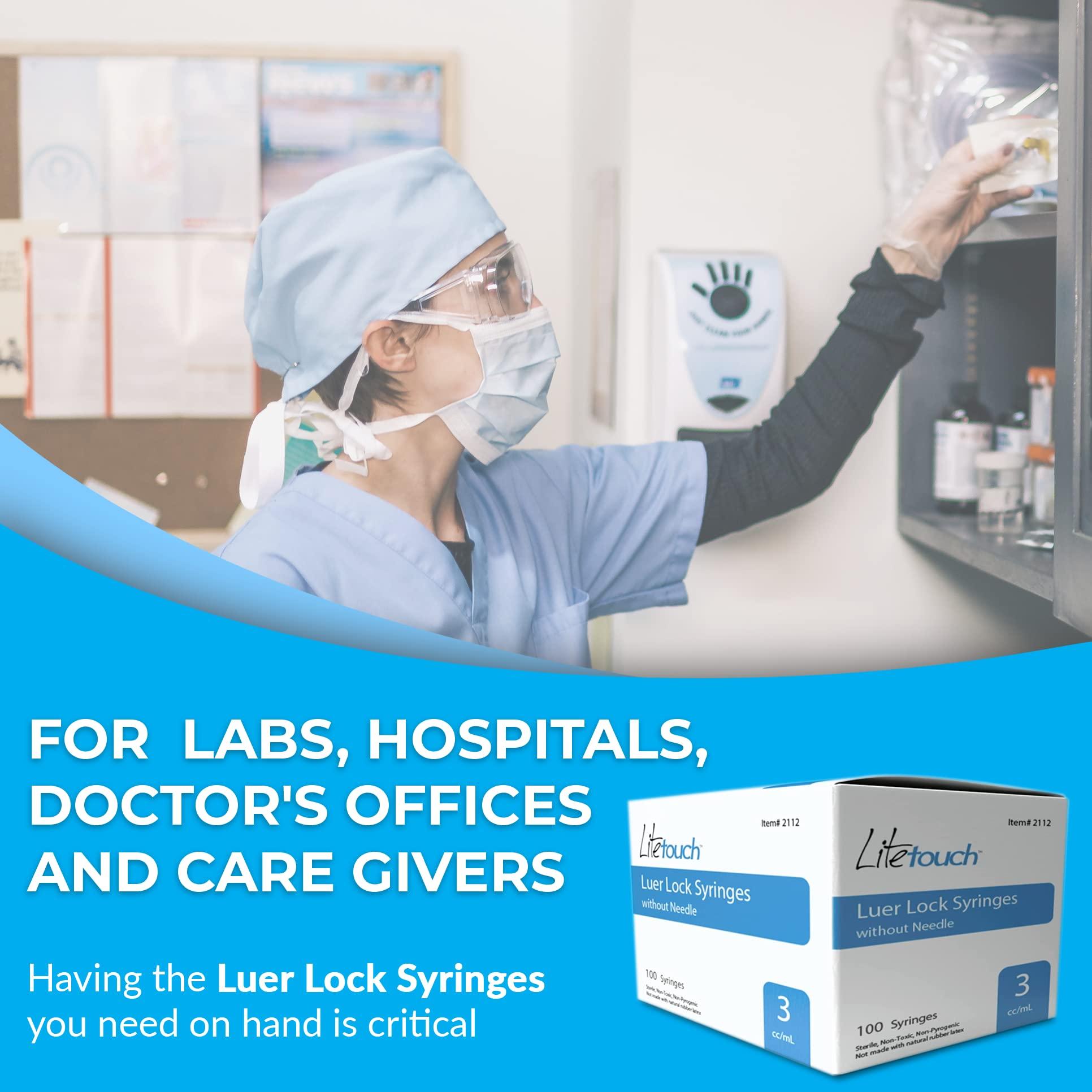 LiteTouch 3mL Luer Lock Syringe, Sterile, Individually Sealed - 100 Syringes per Box (no needle) - Image 5