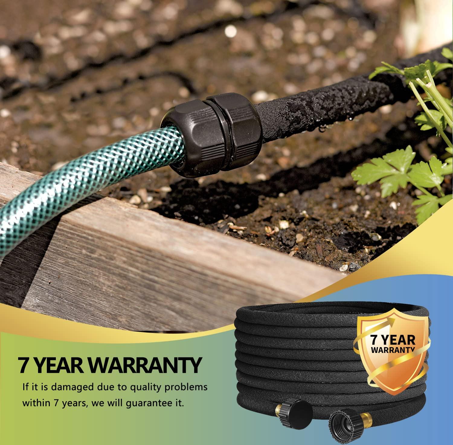Holldoor 3 Pack Short Soaker Hose 15 Ft for Garden Beds, 1/2’’ 50 ft Soaker Hose for Foundation Watering, 70% Water Saving Drip Hose Irrigation for Lawn, Landscaping, Garden (15 FEET x 3PACK, Black) - Image 6