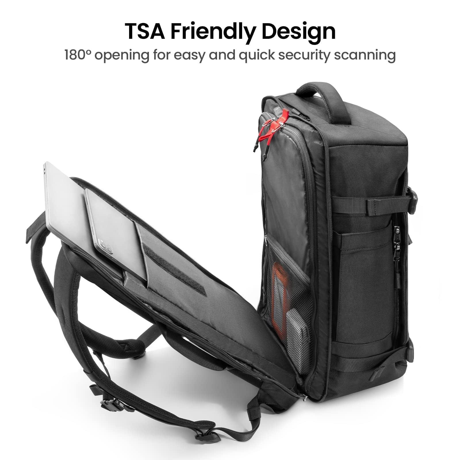 tomtoc Travel Backpack 40L, TSA Friendly Flight Approved Carry-on Luggage Hand Water-resistant Lightweight Business Rucksack, Durable Large Weekender Bag Daypack Fits 17.3 Inch Laptop, PFAS Free - Image 5