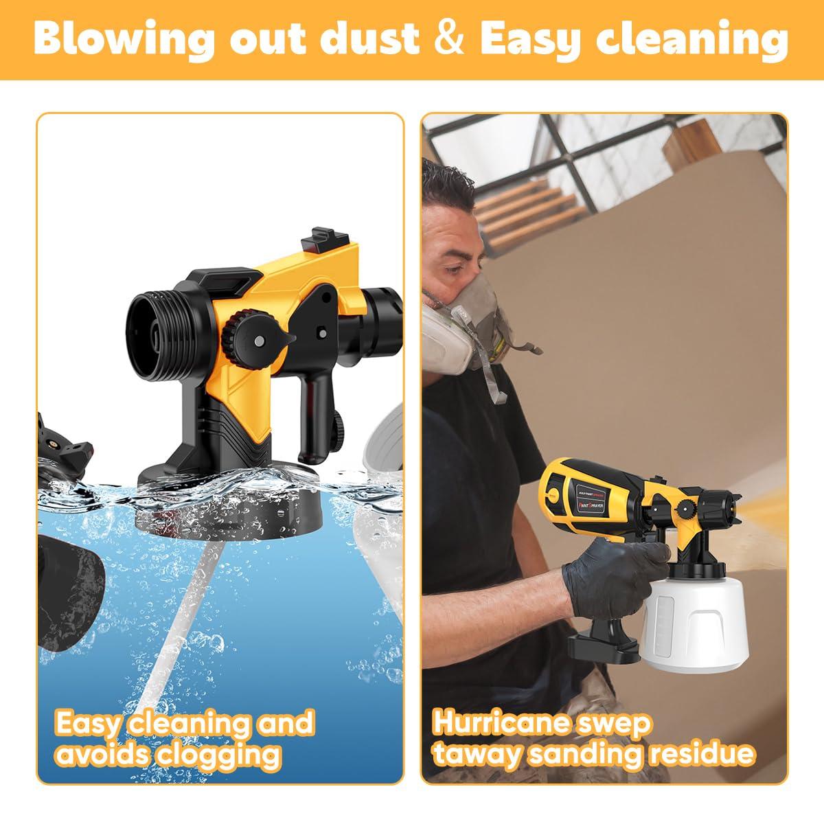 Paint Sprayer 1000W High Power Electric Spray Paint Gun with Adjustable Spray Width Knob,1400ML Container,4 Nozzles & 3 Patterns,Easy to Clean for Furniture Cabinets House Painting Black - Image 3