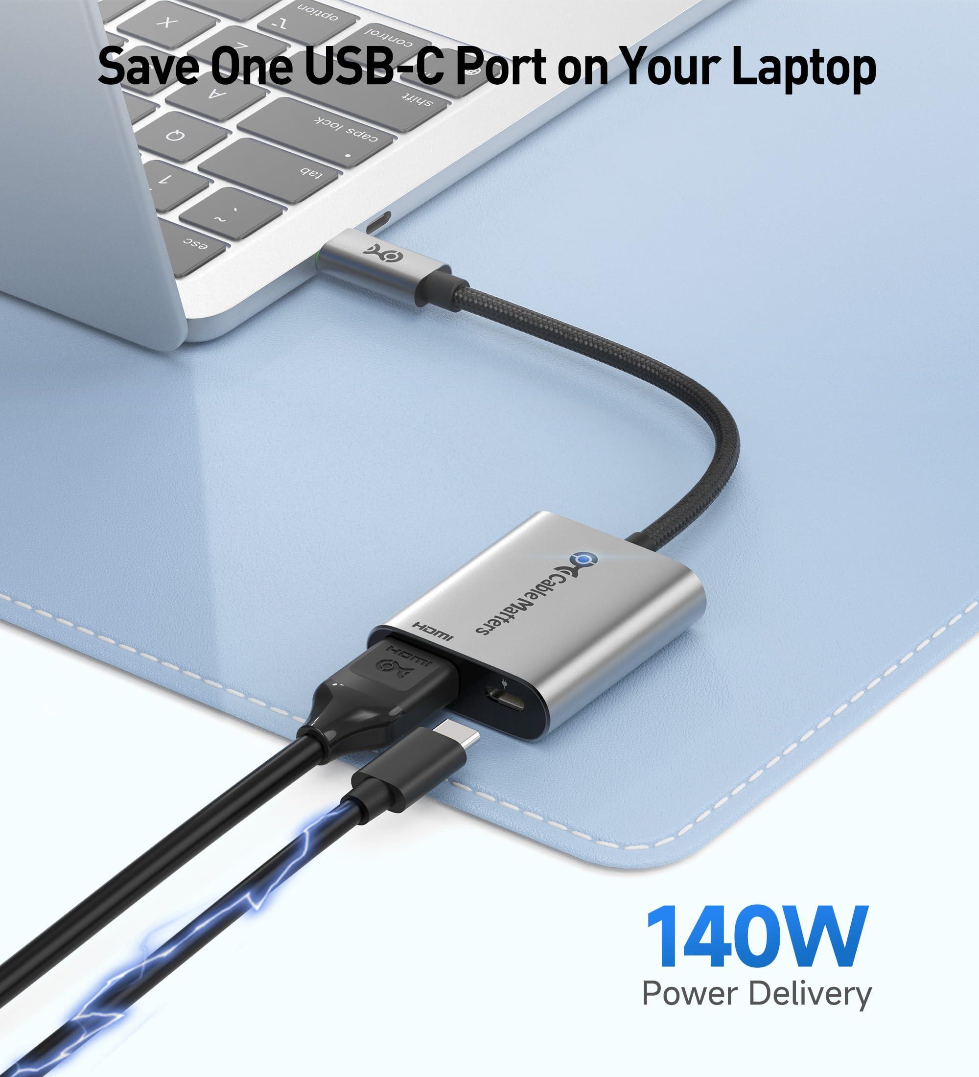 Cable Matters 48Gbps USB C to HDMI 2.1 Adapter with 140W Charging for MacOS, Windows, Supports [4K@240Hz /8K@60Hz HDR], Thunderbolt 4 to HDMI Adapter, Compatible for MacBook, Thunderbolt 5 Laptops - Image 4