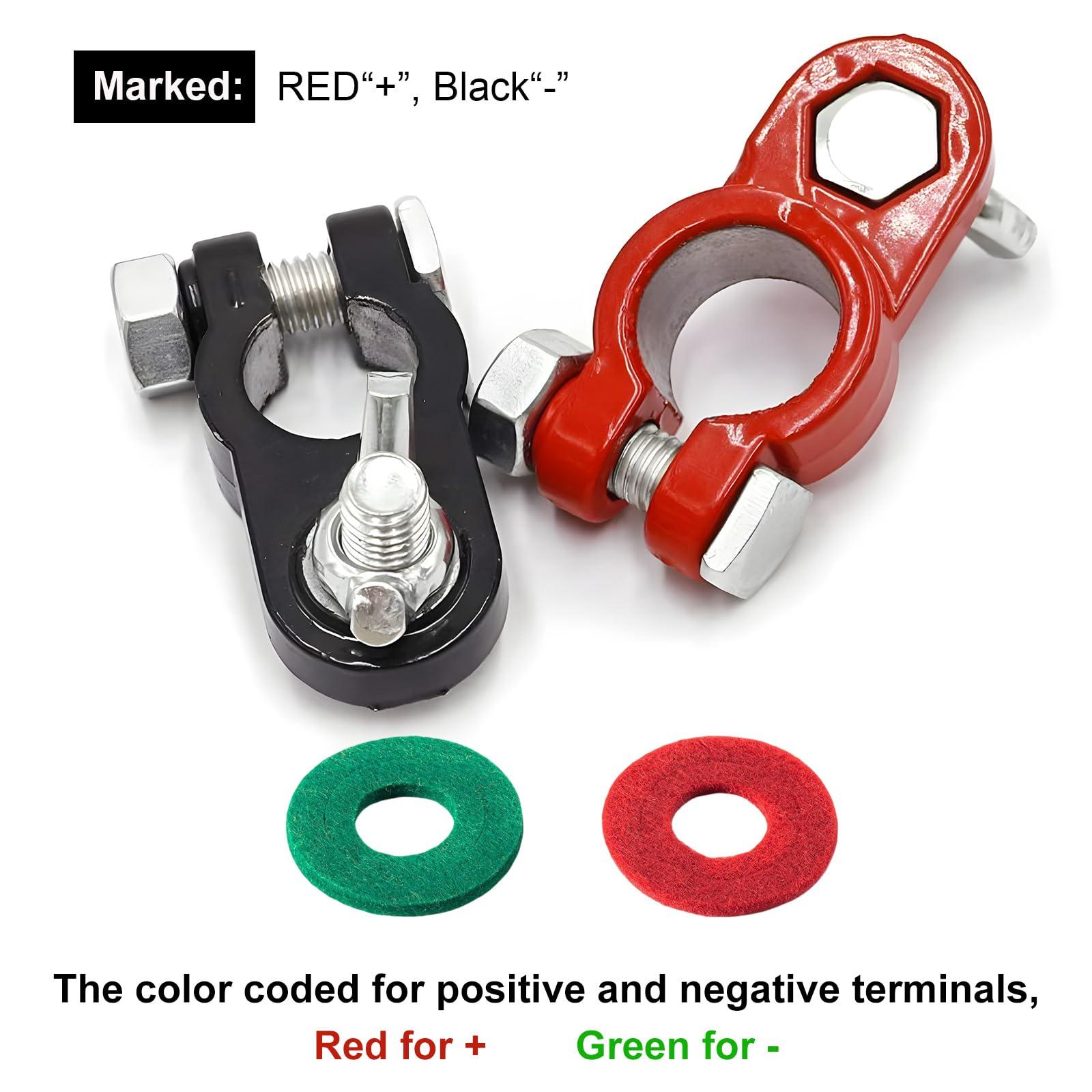Wevdn Battery Terminal Connectors, Negative & Positive Battery Cable Terminals with Anti Corrosion Washers, Battery Post Connector Clamps for Car Truck Boat, Car Accessories - Image 3