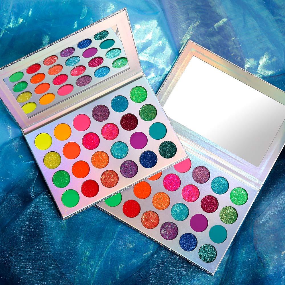 DE'LANCI Neon Eyeshadow Palette Glow in the Dark, Aurora Glow Eyeshadow Pallets Stage, Halloween Christmas Makeup Kit UV Blacklight Matte and Glitter Fluorescent Eye Shadows Highly Pigment - Image 7