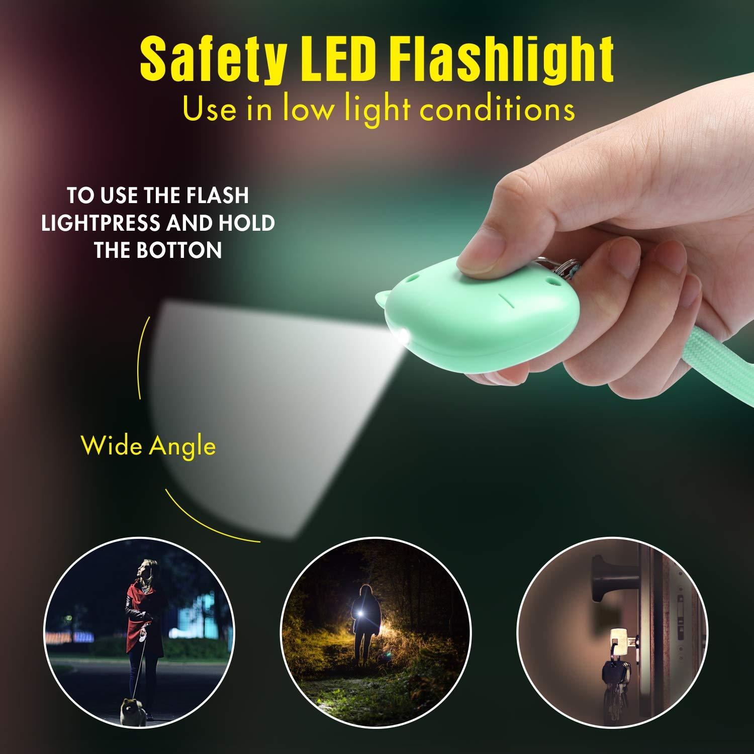 Safe Sound Personal Alarm,3 Pack 130 dB Loud Siren Song Emergency Security Alarm Keychain with LED Light, Personal Sound Safety Siren for Women, Men, Children, Elderly (Black/Purple/Green) - Image 3