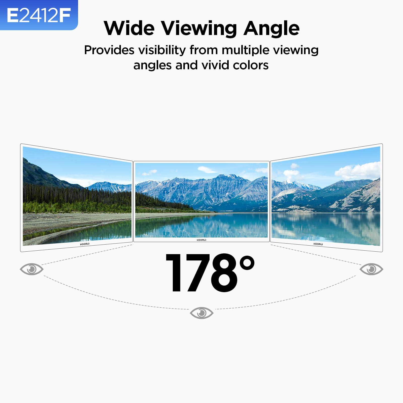 KOORUI 24-inch Computer Monitor Full HD 1920 x 1080p 100Hz VA Display 3000:1 Contrast Ratio with HDMI VGA, Three-Sided Slim Bezels, Freesync, 100 x 100 mm VESA Mountable, Ergonomic Tilt, Black - Image 7