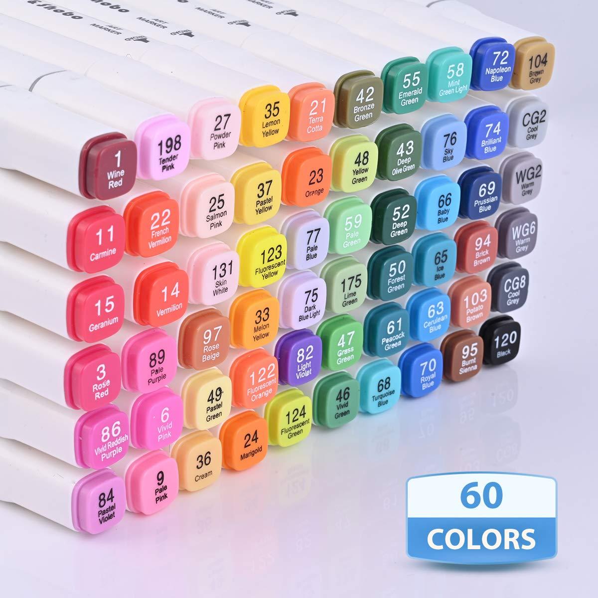Dabo&Shobo 60 Colors Alcohol Markers, drawing markers, Dual Tip Art Markers, Fine & Chisel Coloring Marker for Kids Sketching Adult Coloring - Image 6