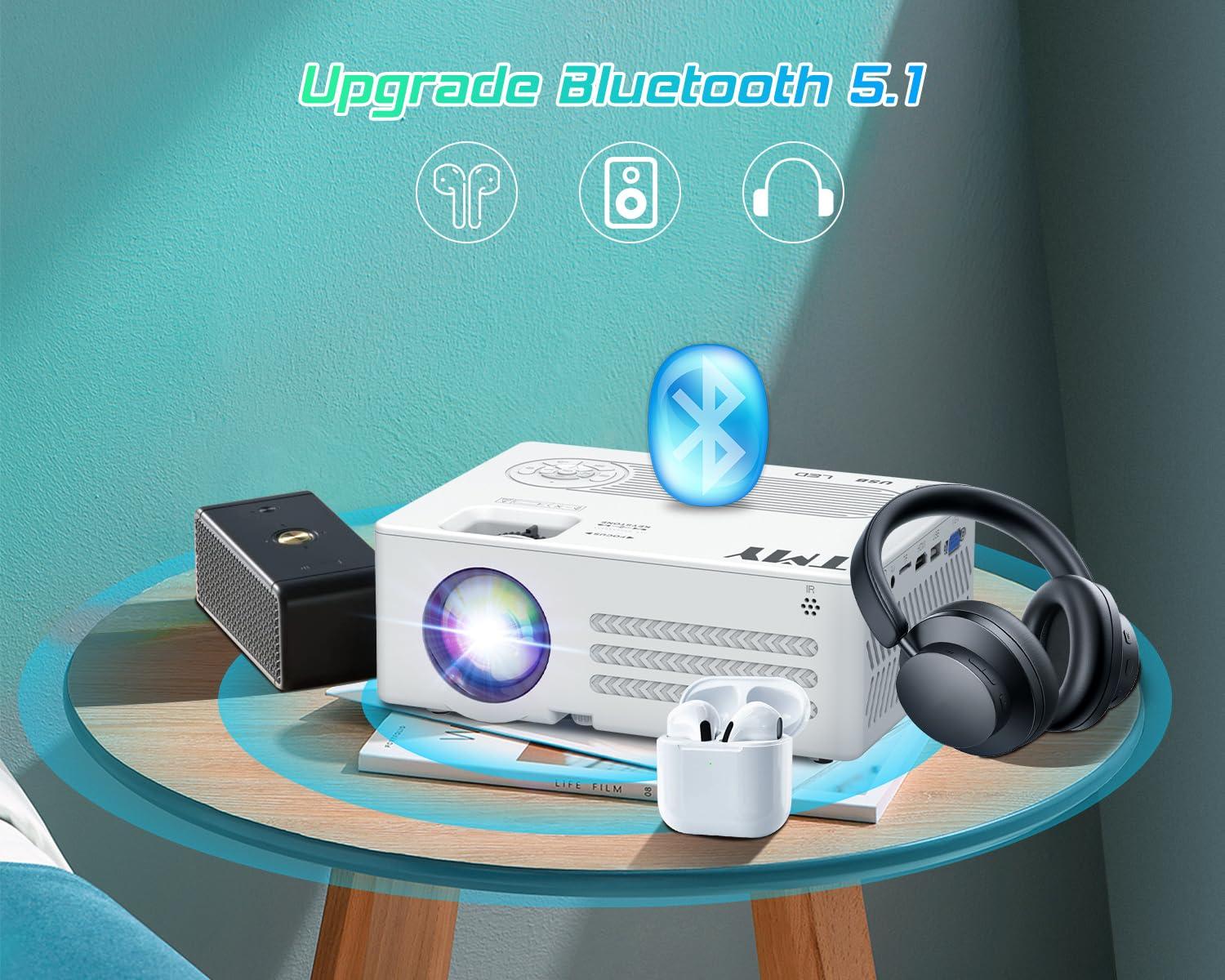 TMY Projector with WiFi and Bluetooth【100" screen included】Native 1080P Outdoor Projector, 4K Supported Portable Projector, Compatible with iOS/Android/PC/TV Stick/HDMI/USB, Indoor Outdoor Use - Image 5