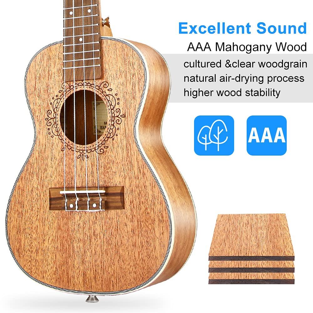 Tenor Ukulele 26 Inch Mahogany Professional Acoustic Ukelele Four String Wooden Hawaiian Uke Beginner Kit Ukuleles Bundle for Adult Starter Kit, by Vangoa - Image 3
