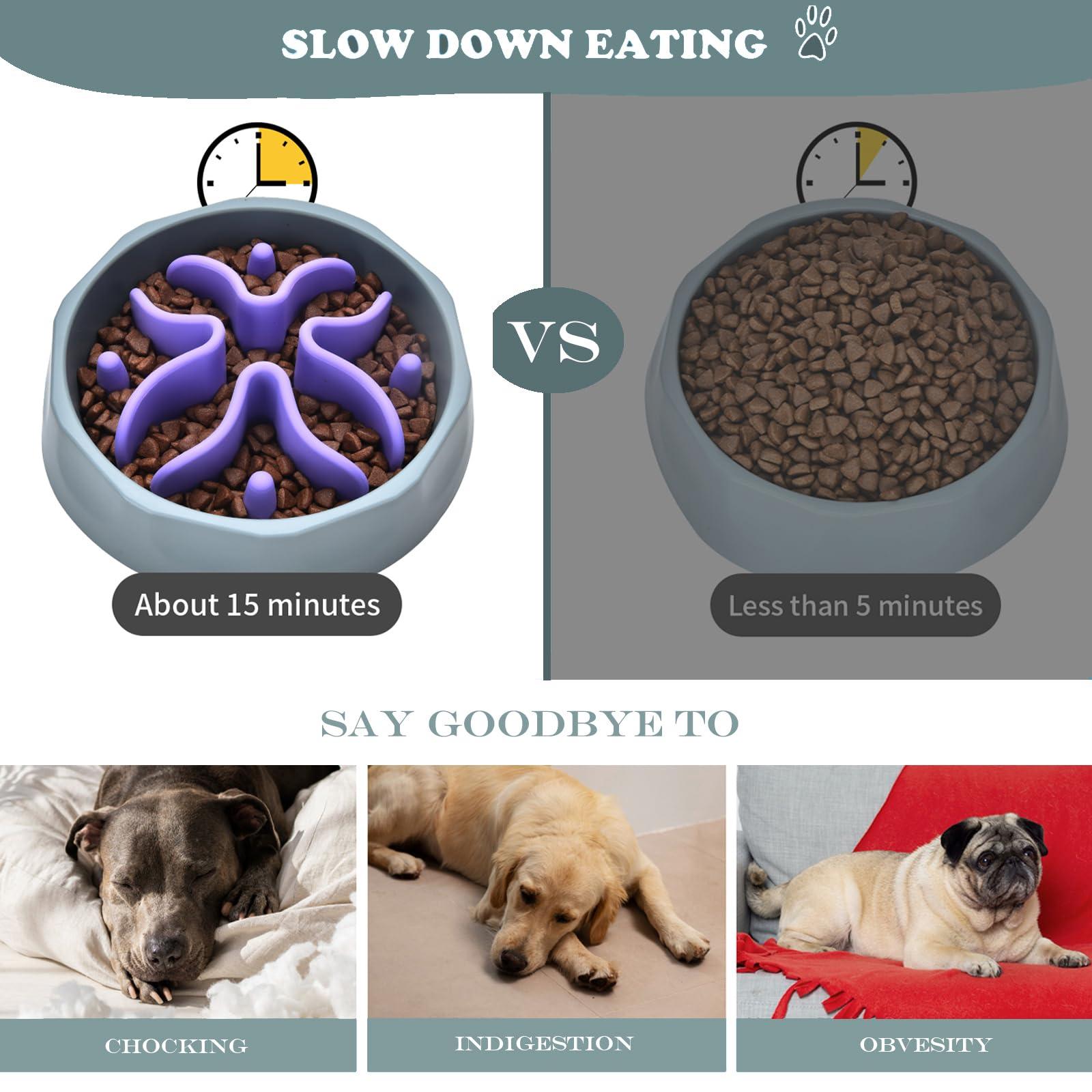 Slow Feeder Dog Bowls Insert, Silicone Slow Feeder Bowl with Strong Suction Cups Perfect for Stainless Steel Glass Ceramic Dog Bowls (Purple, Small Size) - Image 5