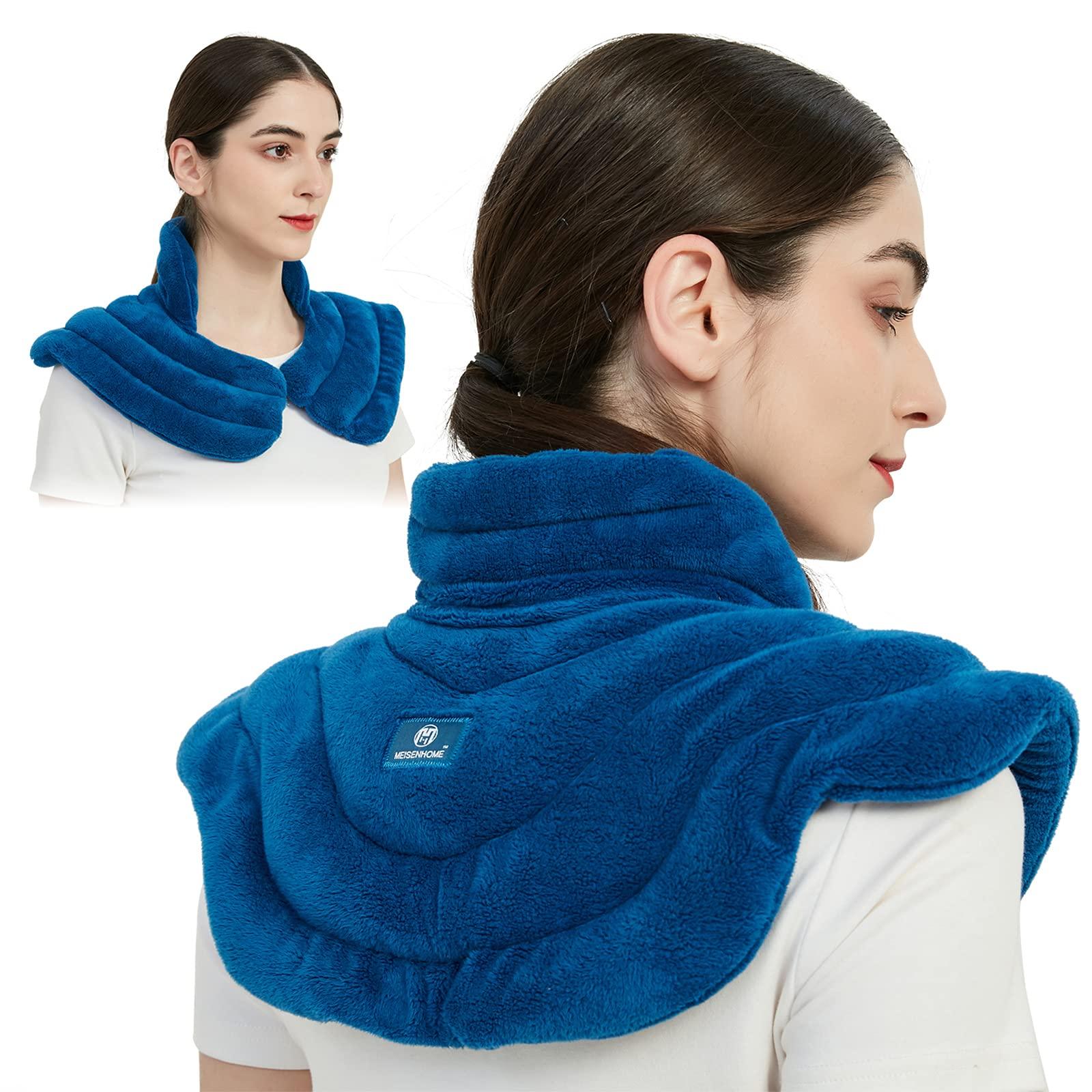 Microwavable Heat Pad for Neck and Shoulders, Weighted Microwave Moist Heating Wrap for Pain Relief Sore Muscle Stress Tension, Heated Wrap with Aromatherapy, Hot & Cold Compress, Grey