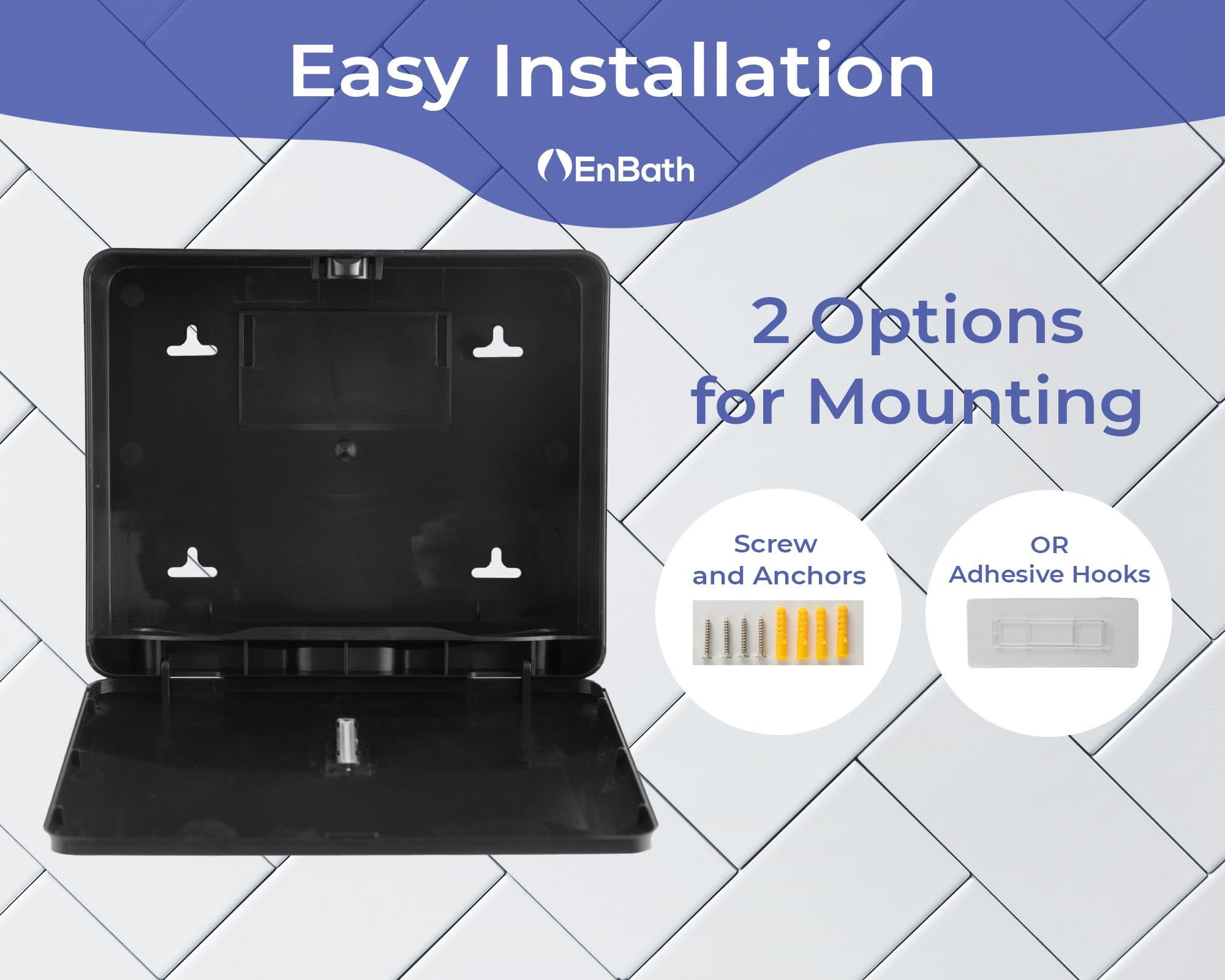 Multifold Paper Towel Dispenser Wall Mount (Black), Folded Hand Towel Dispenser for Bathroom/Restroom (Holds up to 300 Towels), Commercial Paper Towel Holder, Trifold Paper Towels Dispenser by EnBath - Image 6