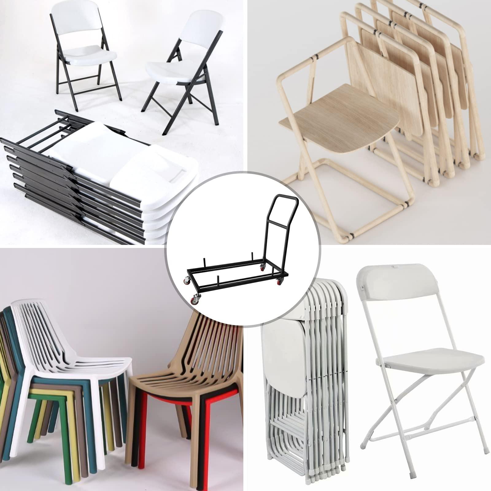 Hasopy Folding Chair Dolly for Folding Chairs with 2 Swivel Casters, L-Shaped Steel Folding Chair Racks for Restaurant & Home Kitchen, Foldable Chair Storage Cart Commercial - Image 7