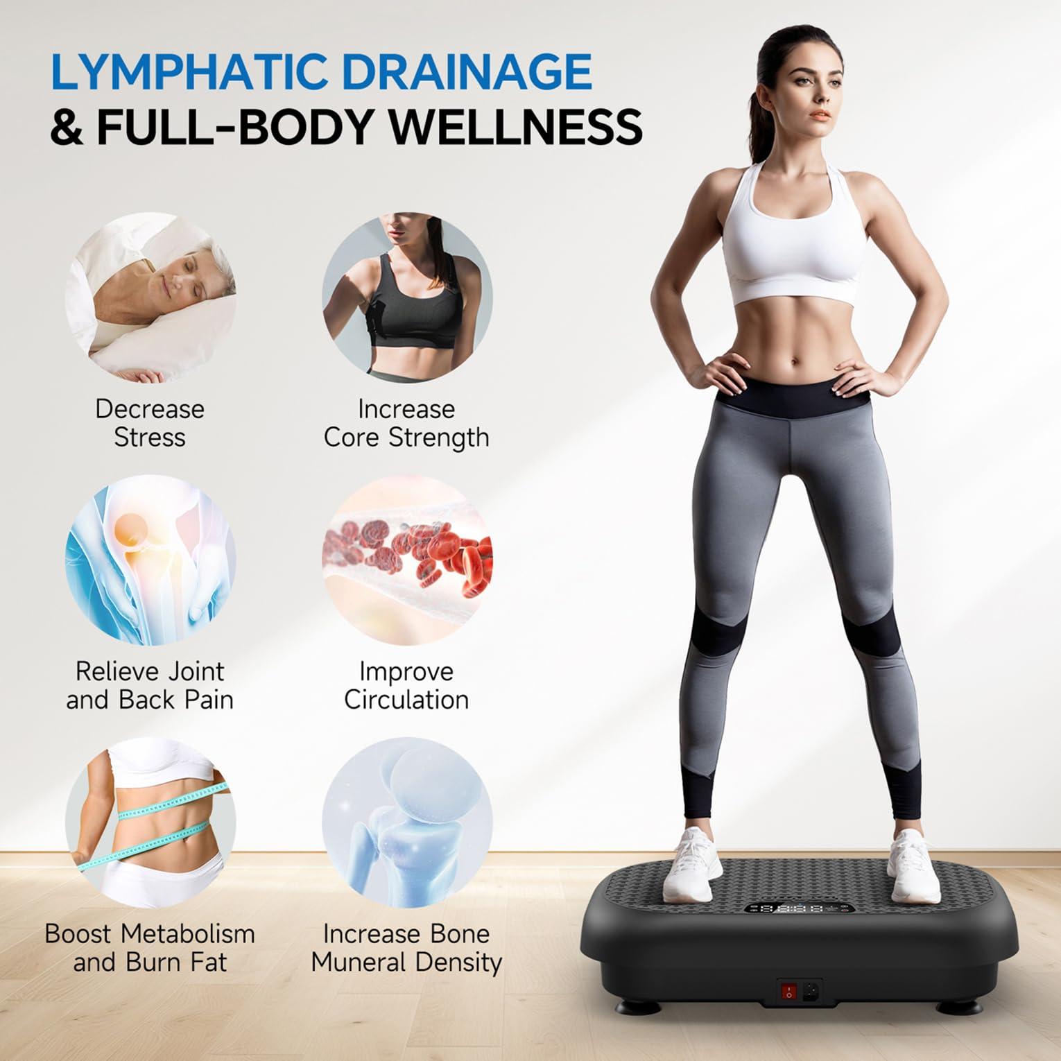 Taevno Vibration Plate Exercise Machine Weight Loss, Full Body Shaker Workout Vibration Plates Lymphatic Drainage, Stand Shake Vibrating Plate for Women Men 450 Lbs Capacity Fitness Platform - Image 3