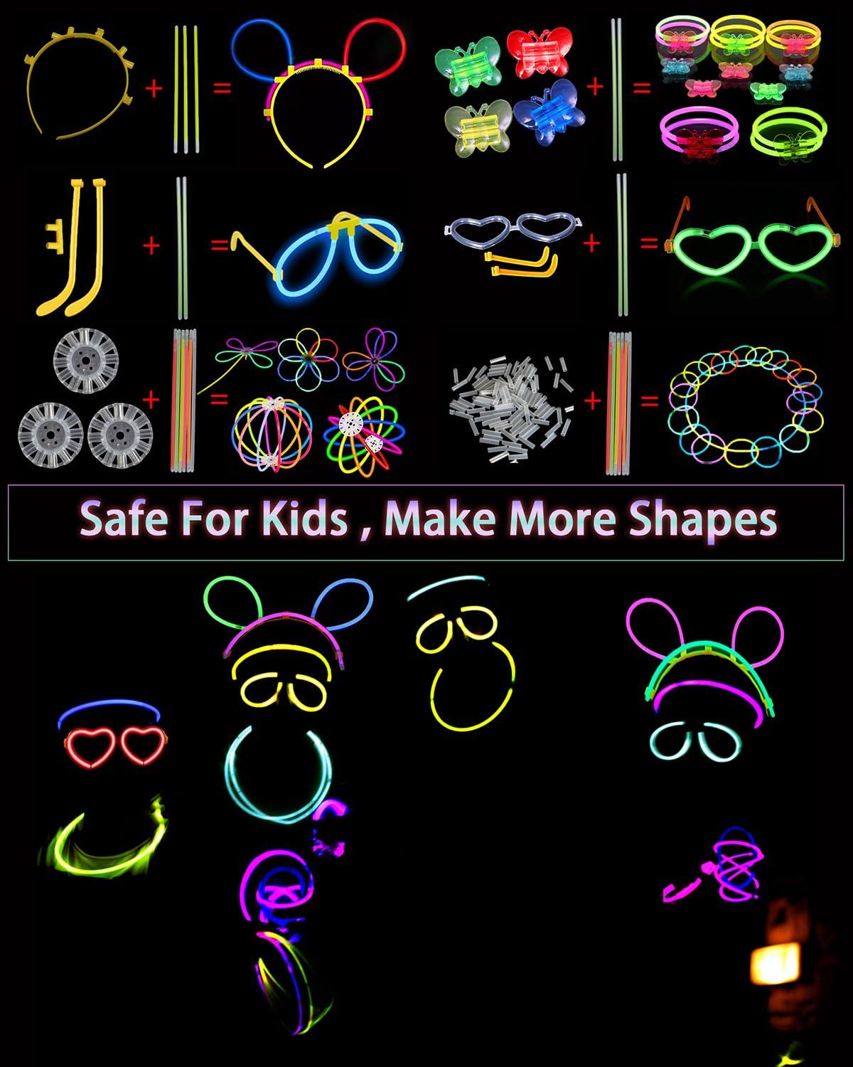 275 PCS Glow in the Dark Party Supplies for Kids Adults, Light Up Party Favors, Glow Sticks Bulk Party Pack Bracelets Finger Lights Glasses Headband LED Light Hair Wedding Birthday New Year Halloween - Image 5