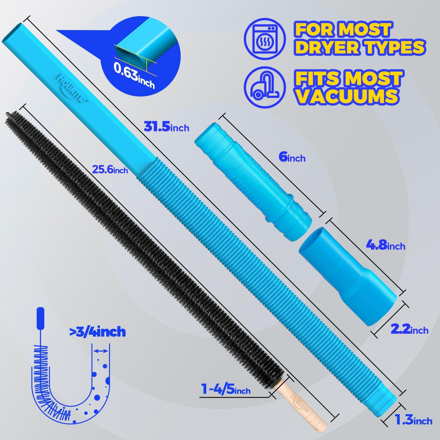 Holikme 2 Pieces Dryer Vent Cleaner Kit, Dryer Lint Vacuum Attachment and Flexible Dryer Lint Brush, Dryer Vent Vacuum Hose Attachment, Blue - Image 7