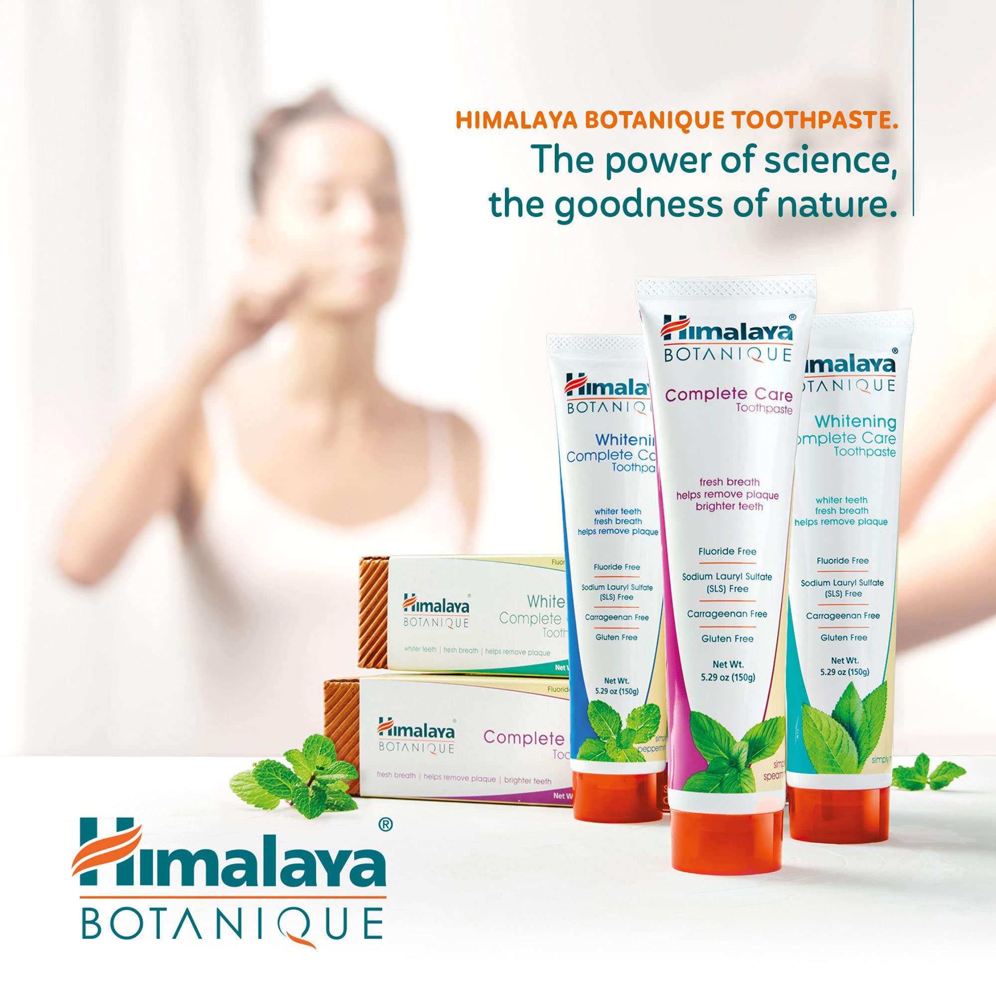 Himalaya Botanique Complete Care Toothpaste, Variety Pack - Fluoride Free Toothpaste for Clean Teeth & Fresh Breath - Vegan, Gluten Free, No Artificial Flavors, 5.29 oz (Pack of 4) - Image 7