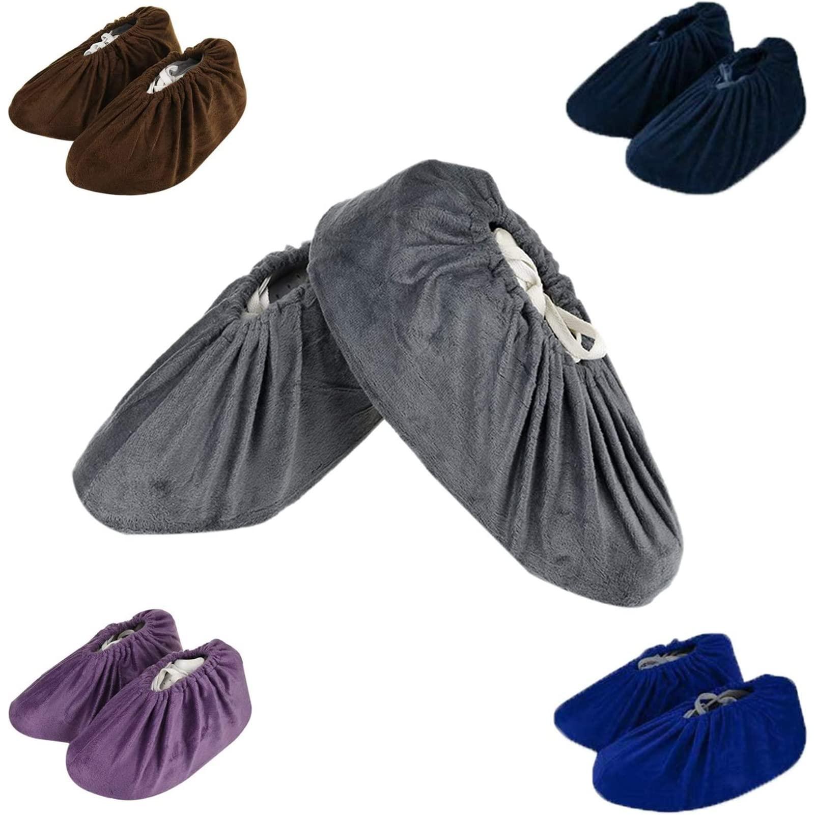 LAKE OF FIRE 5-Pair Reusable Shoe Covers, Non-Slip, Washable, and Thickened Boot Covers for Floor and Carpet Protection