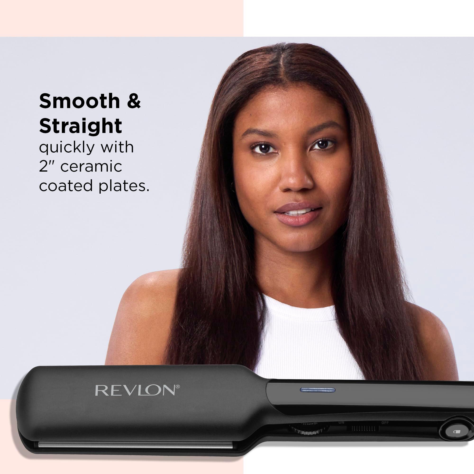 REVLON Ceramic Coated 2" Flat Iron - Fast Heating Hair Straightener for Quick and Smooth Results, Plus Travel Friendly (Black) - Image 2